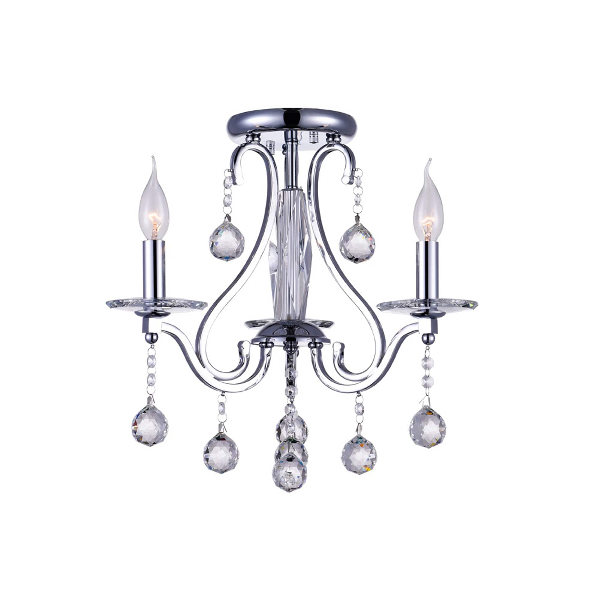 CWI Lighting 5507C18C-3 Valentina 3-Light 18-in Chrome Flush Mount Light