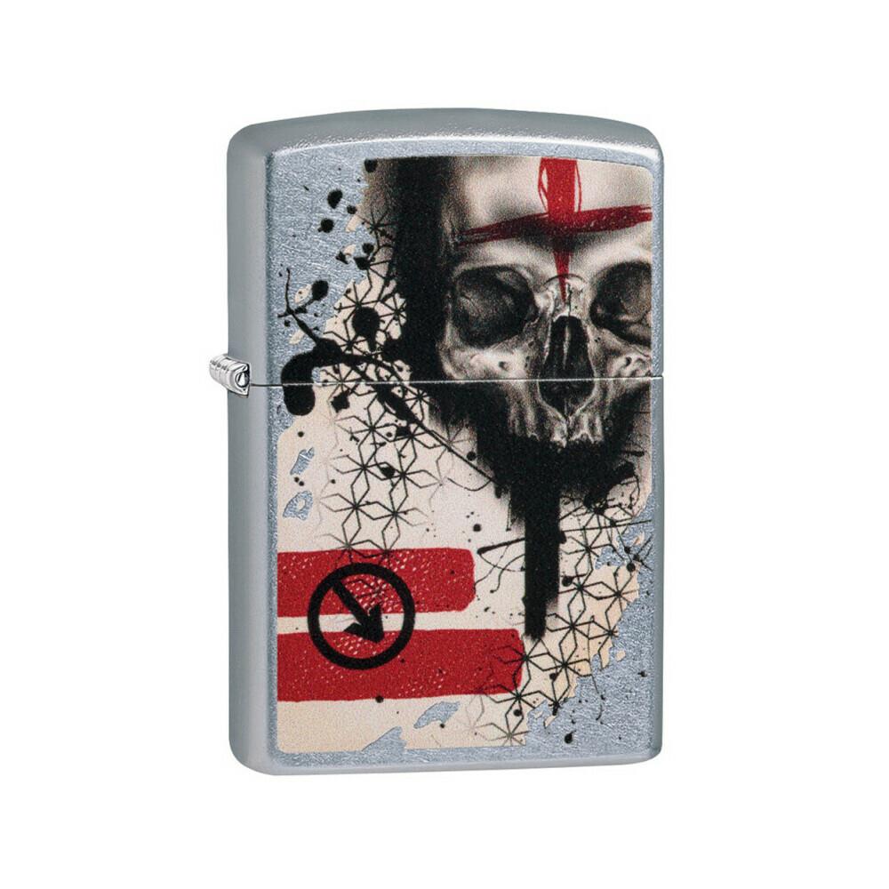  CRDSP518 29856 Trash Polka Tattoo Skull Street Chrome Pocket Lighter