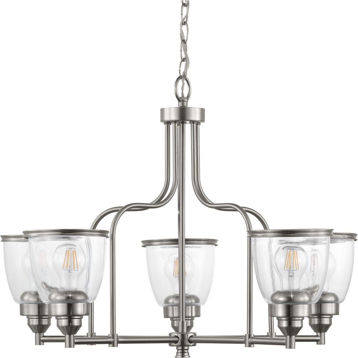 Progress Lighting P400136-009 Saluda 5-Light Brushed Nickel Transitional Led, Dry Rated Chandelier