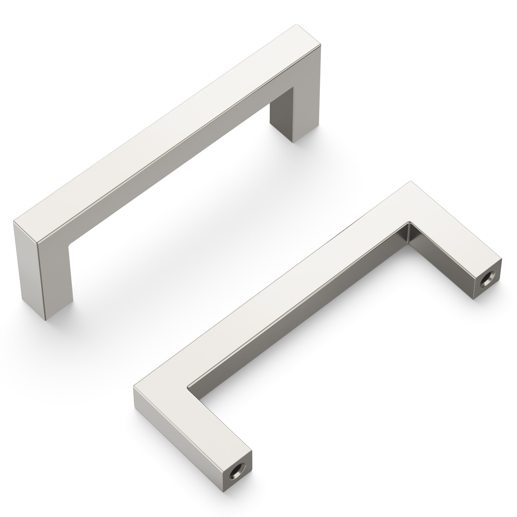 Hickory Hardware R078429SNX10B Contemporary 3-3/4-in , 96mm Center to Center Satin Nickel Square Handle 10 -Pack