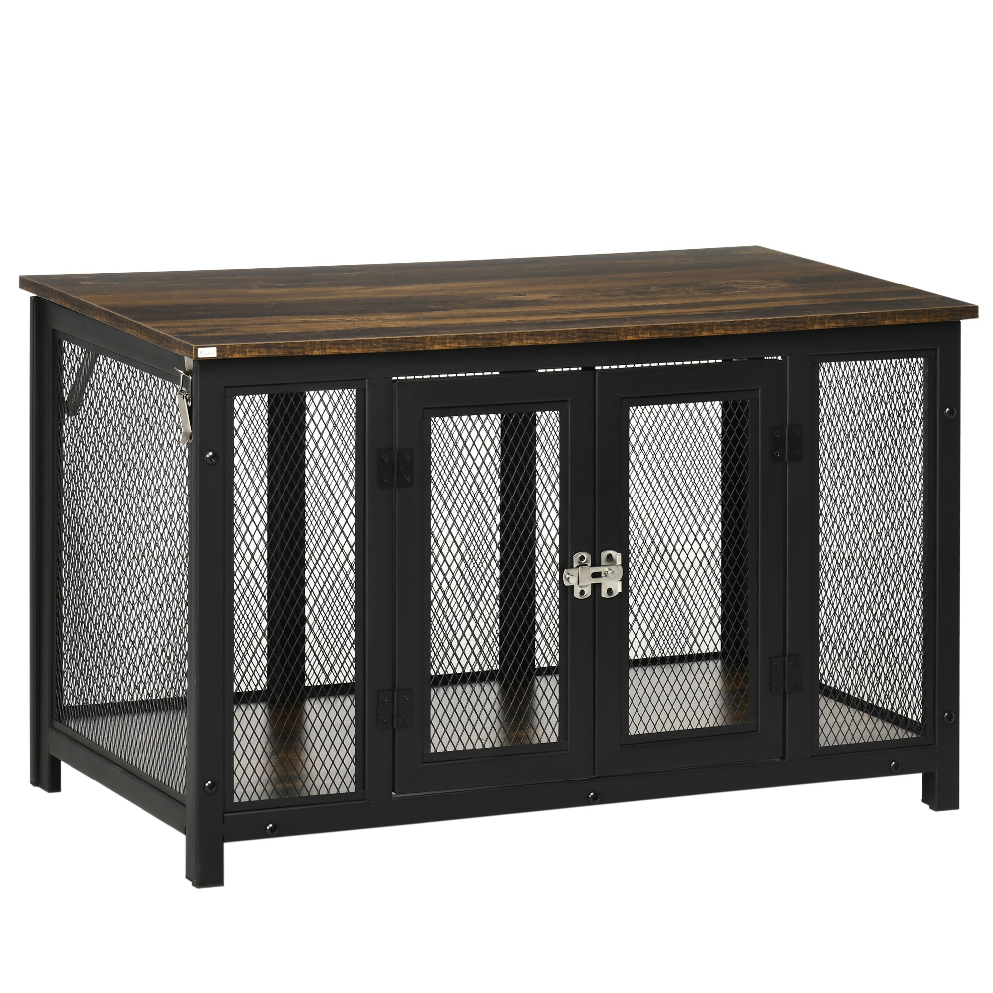 LOVMOR SF-H-W2225P200464 Furniture Style Dog Crate with Openable Top Big Dog Crate End Table Puppy Crate for Small Dogs Brown Black