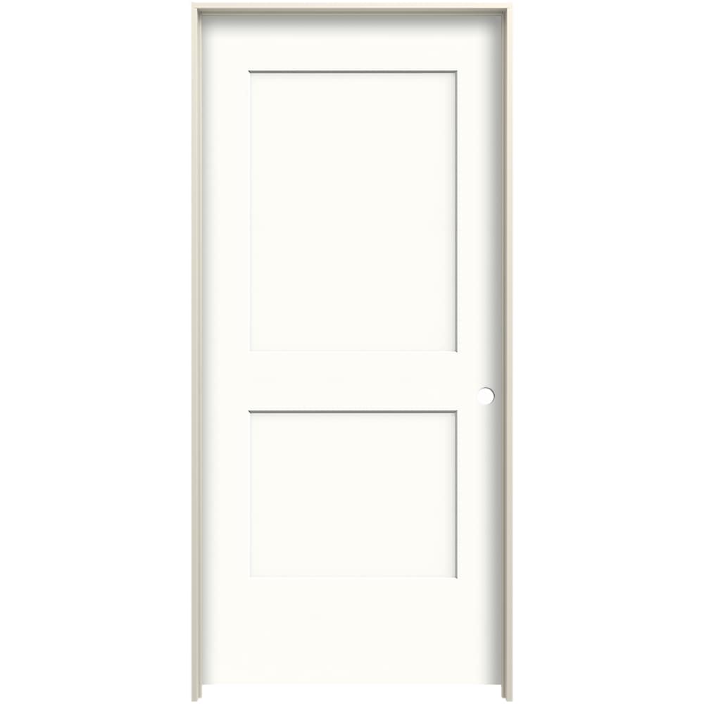 JELD-WEN 30-in x 80-in Modern White Solid Core 2-panel Square Left Hand Smooth Prefinished Molded Composite Flat Jamb Single Prehung Interior Door -  LOWOLJW226100206