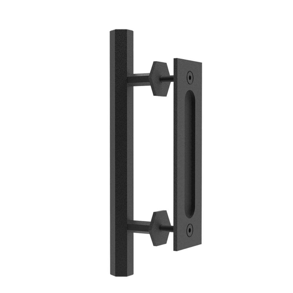 Clihome X002A9SPNT-LTC Barn Door Handle Set Hardware Black Universal Interior/Exterior Bed/Bath Hall/Closet Passage Door Handle