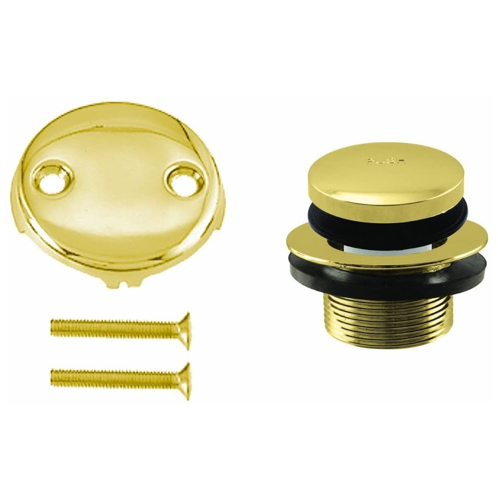 Westbrass D206P-01 2 No-Caulk PVC Compression Shower Drain with 4-1/4  Round Grid Cover, Polished Brass 
