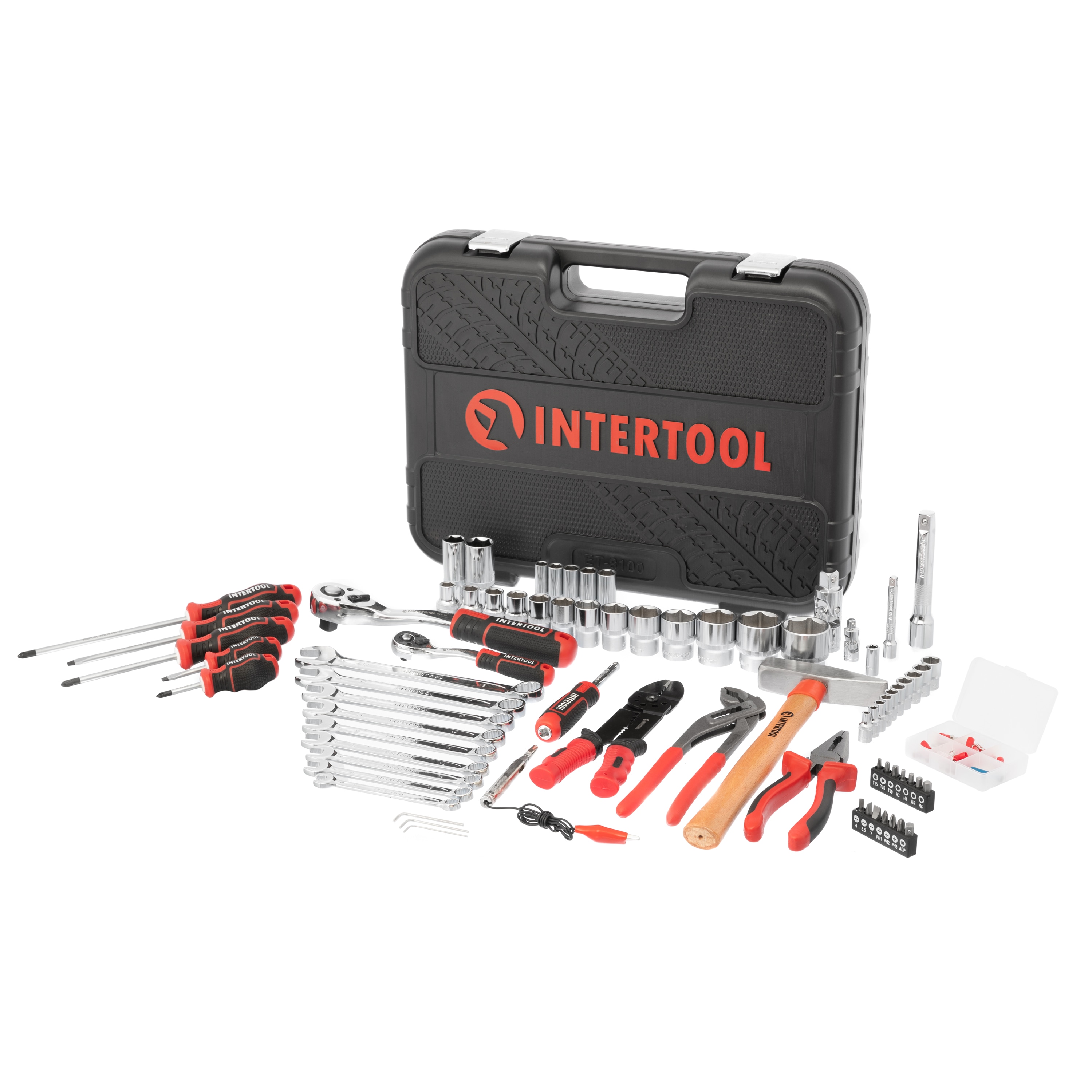 INTERTOOL 100-Piece Metric Chrome Mechanics Tool Set with Hard Case ET08-8100 Sansujyuku sansujyuku.com