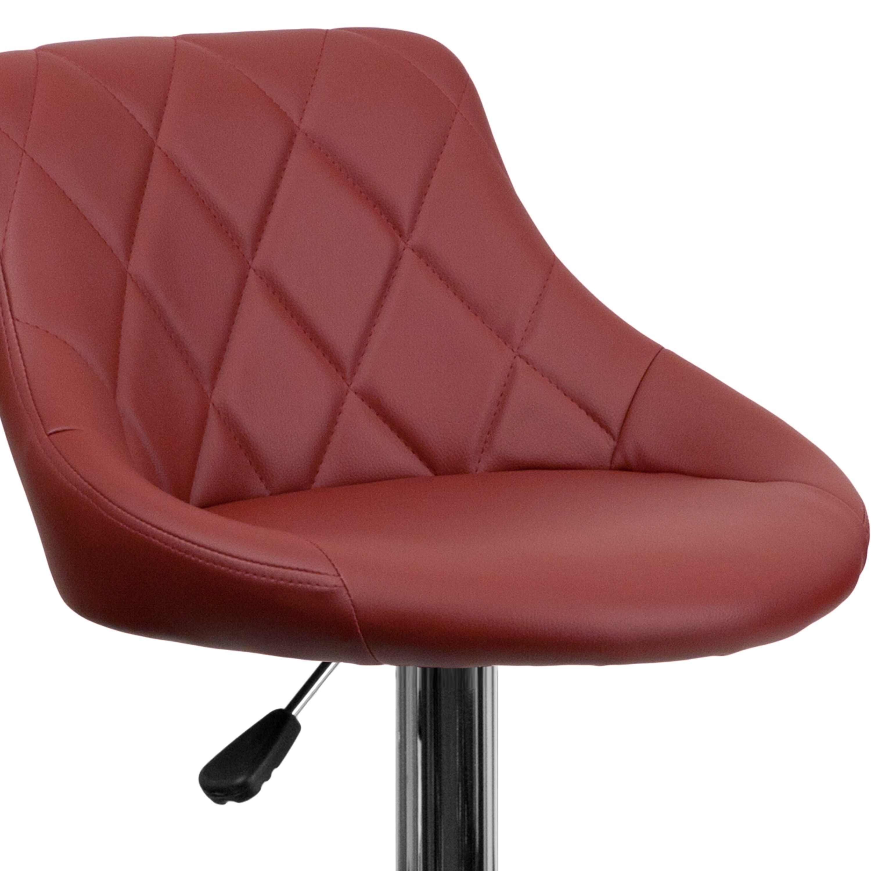 Burgundy Vinyl Adjustable Swivel Barstool with Chrome Base
