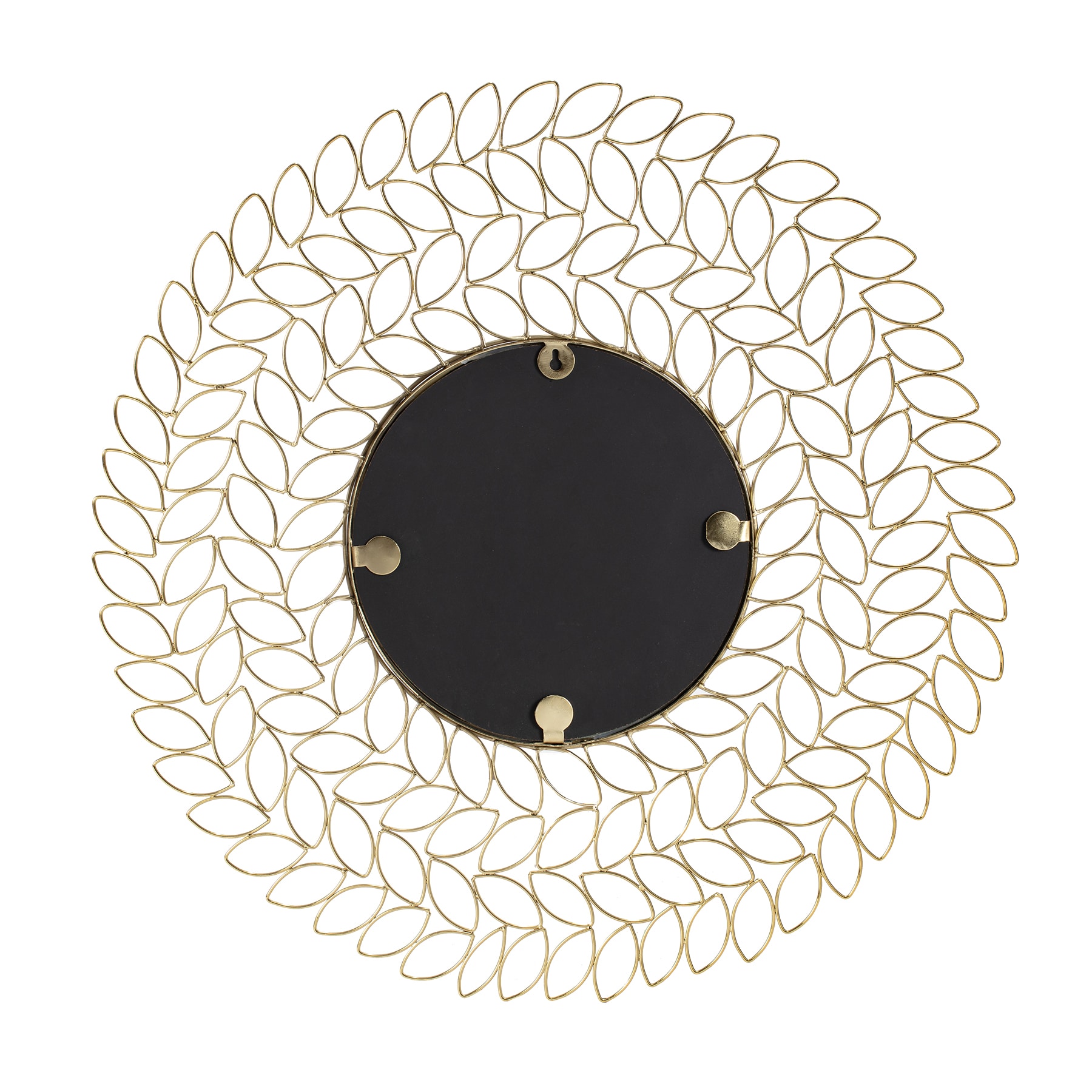 Gold Leaf Round Metal Framed Wall Mirror, 28"
