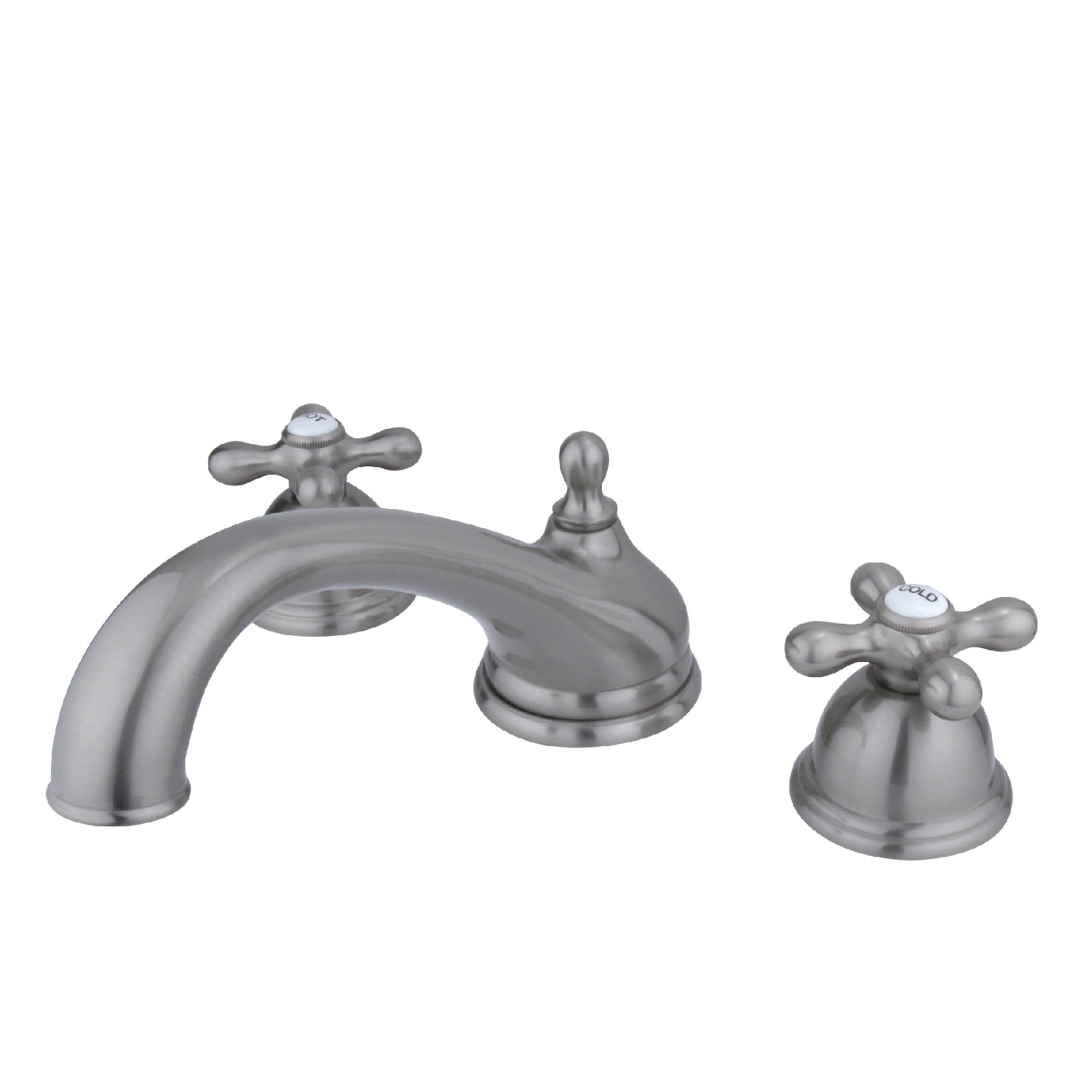 Kingston Brass WLKS3358AX Vintage Brushed nickel 2-handle Deck-mount Roman Low-arc Bathtub Faucet ( Valve Included )