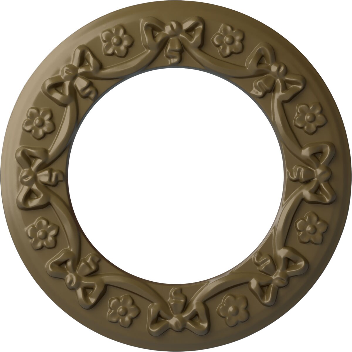 Ekena Millwork CM12RIMMF Ribbon with Bow 12.25-in W x 12.25-in L Painted Mississippi Mud Polyurethane Whole Ceiling Medallion