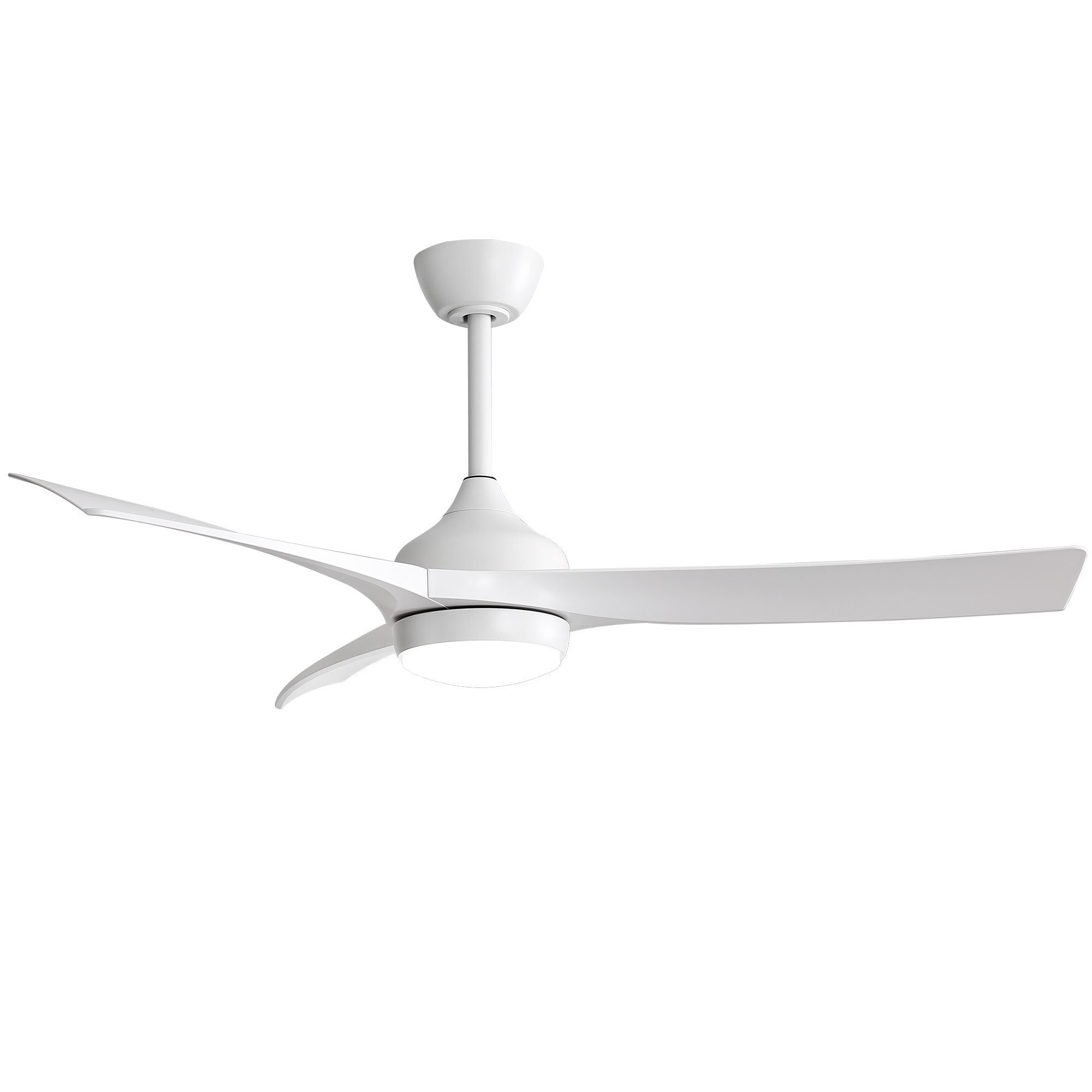 HyperDrop Cart 52-in Modern White ABS Ceiling Fan with 18W LED Light and 3-Blade Noiseless Reversible DC Motor Remote Control