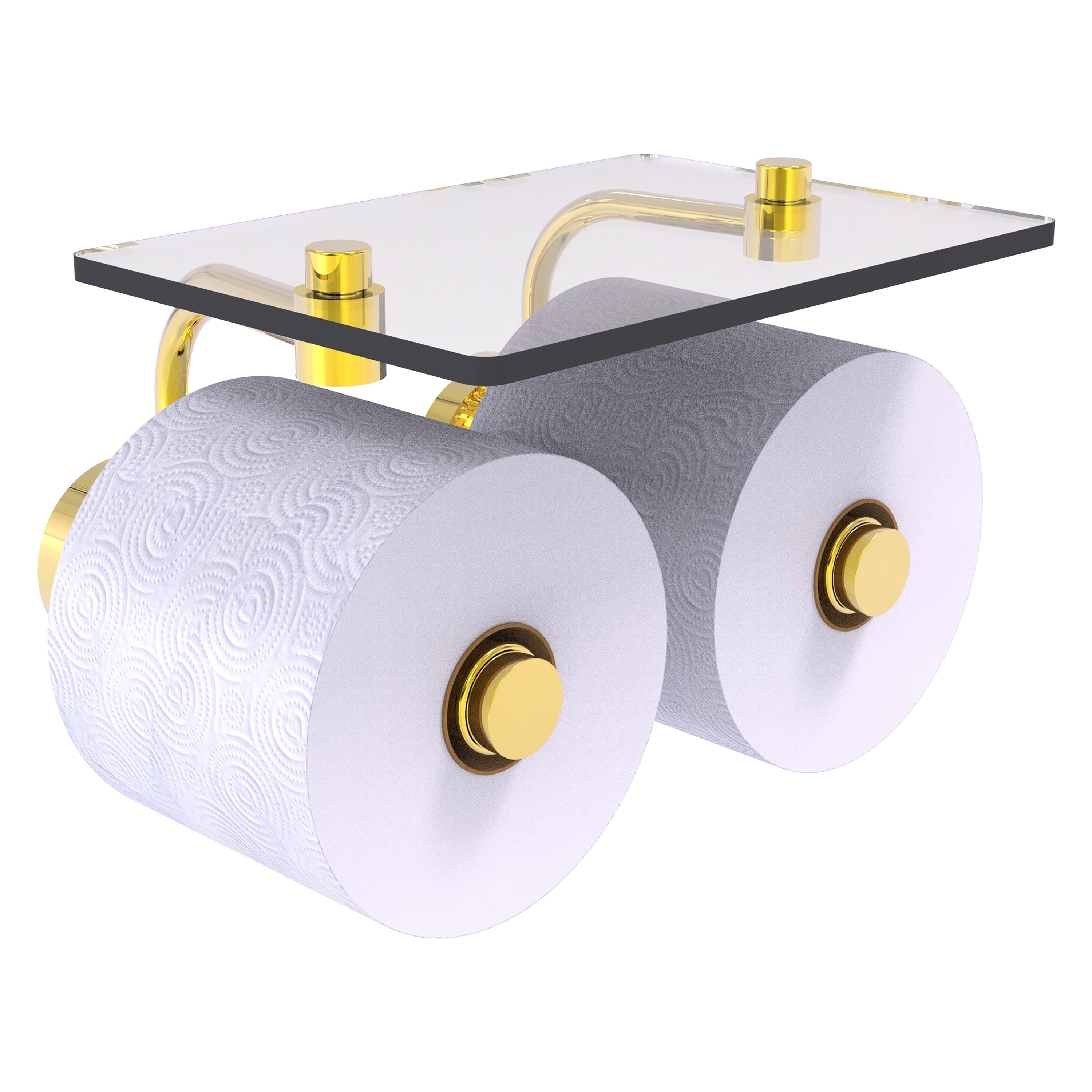 Allied Brass DT-24-2S-PB Dottingham Polished Brass Wall mount Double post Toilet Paper Holder 2 -Rolls