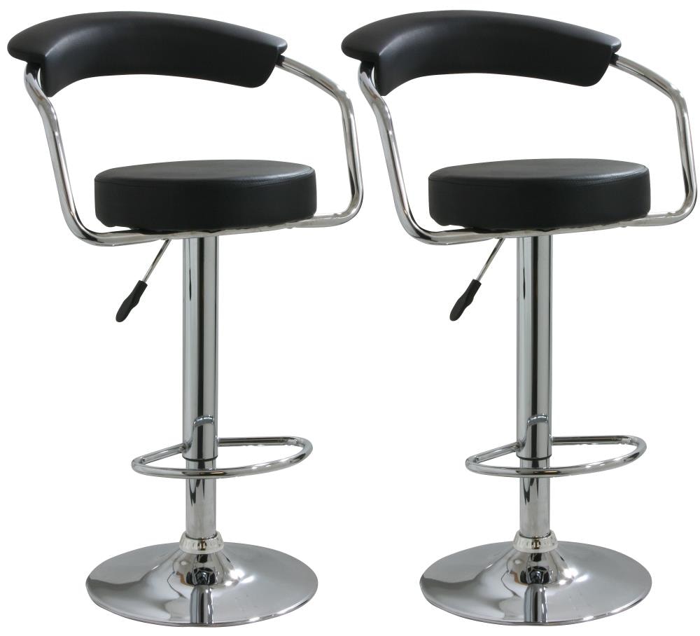 AmeriHome BS1060BSET 2 -Set Polished chrome 25.0-in H Adjustable Height Counter height Square seat Upholstered Swivel Metal Bar Stool with Arms