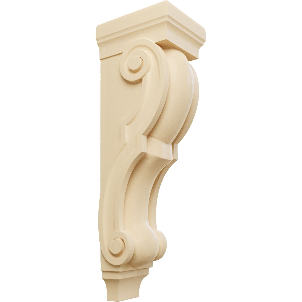 Ekena Millwork CORW07X09X26TRMA 7-in x 8.5-in x 26-in Unfinished Maple Wood Paintable/Stainable Corbel