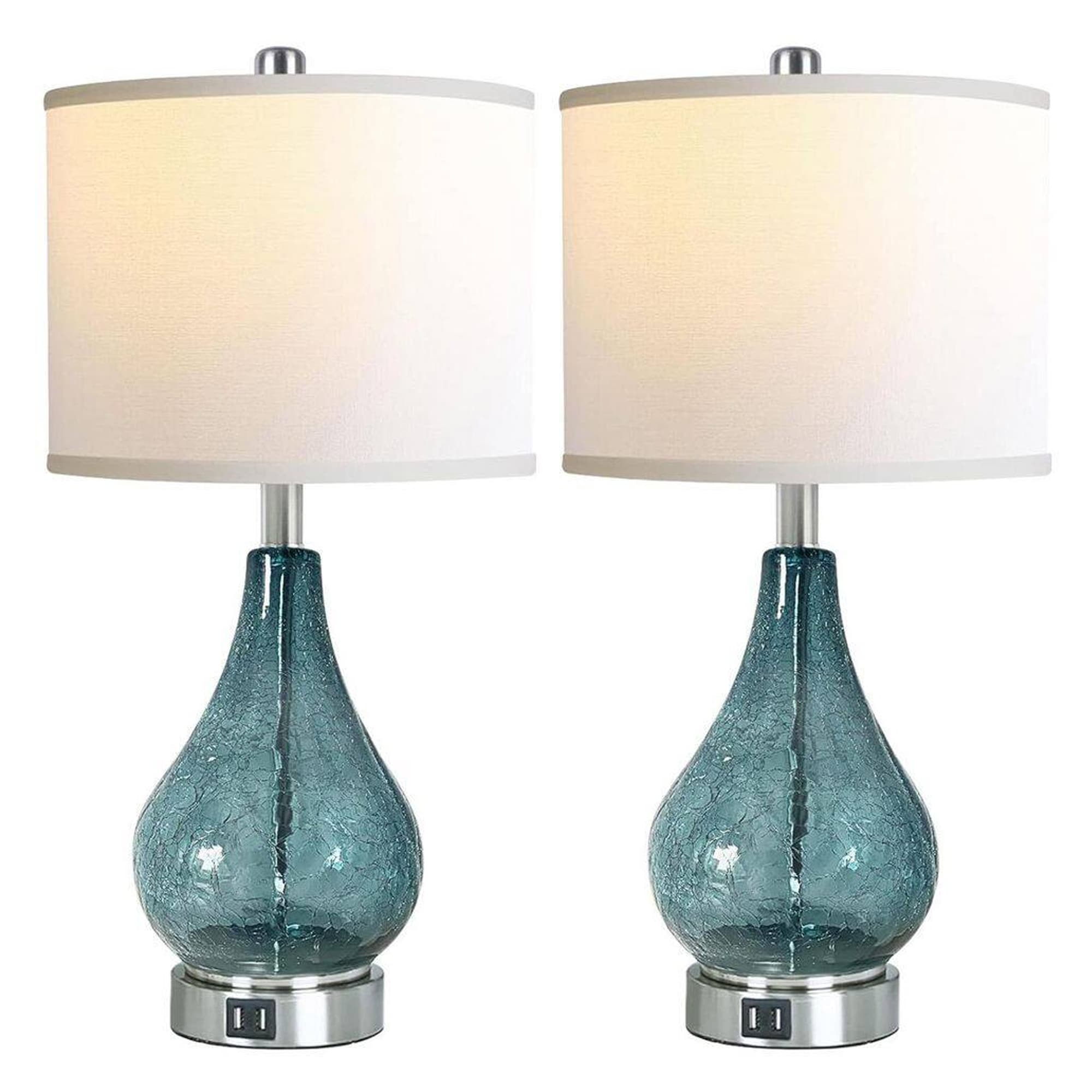 LETILY BP73PS1Z Table Lamp 8.5-in Blue LED Touch Table Lamp with Fabric Shade 2 -Set