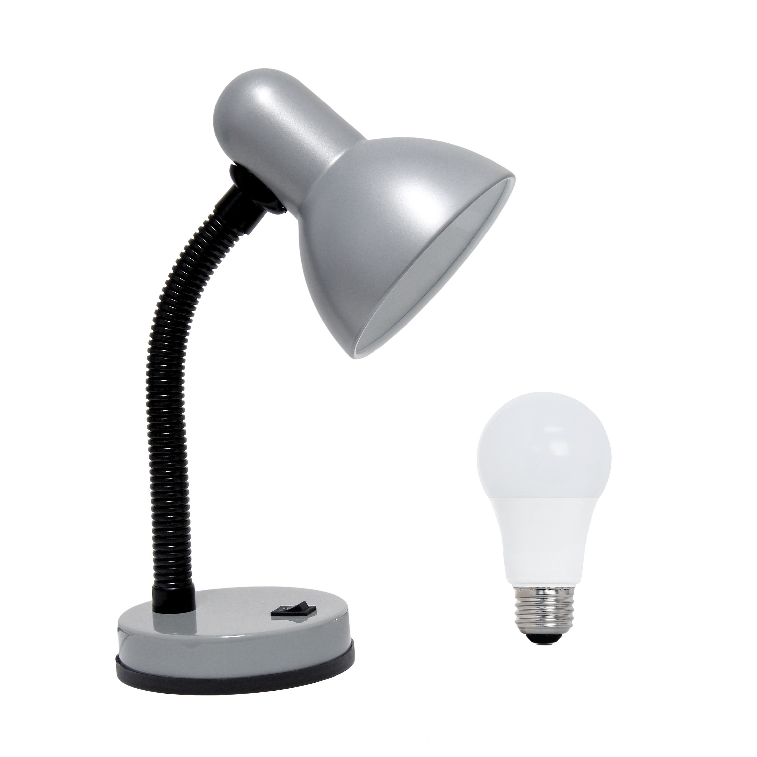 Simple Designs LD1003-SLV-LB 14.25-in Silver Standard Desk Lamp with Metal Shade