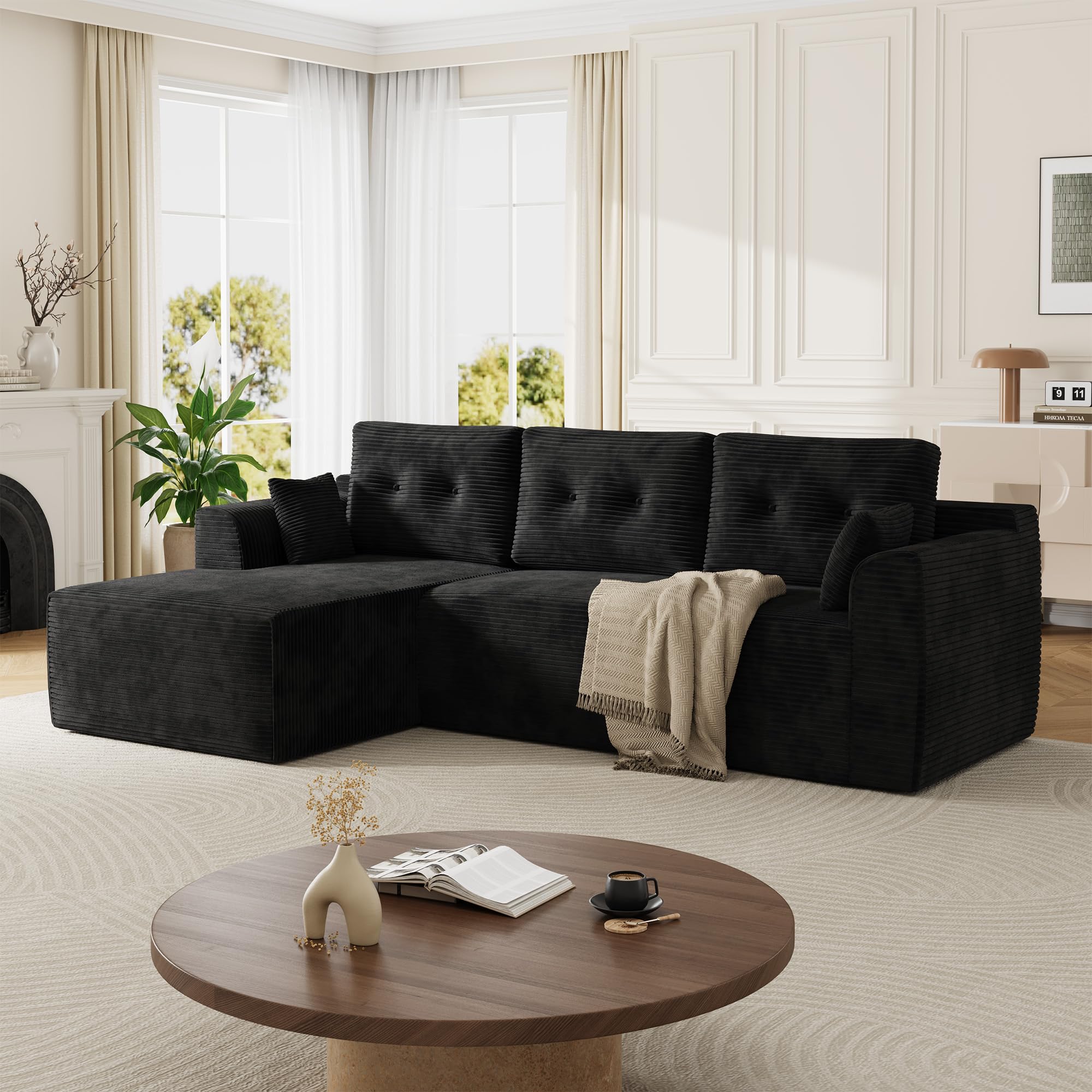 Garvee 105 Inch Cloud Couch Sectional Boneless Modular Sectional Sofa with l Shaped Chaise for Living Room No Assembly Required Sofa Bed with Deep Deat