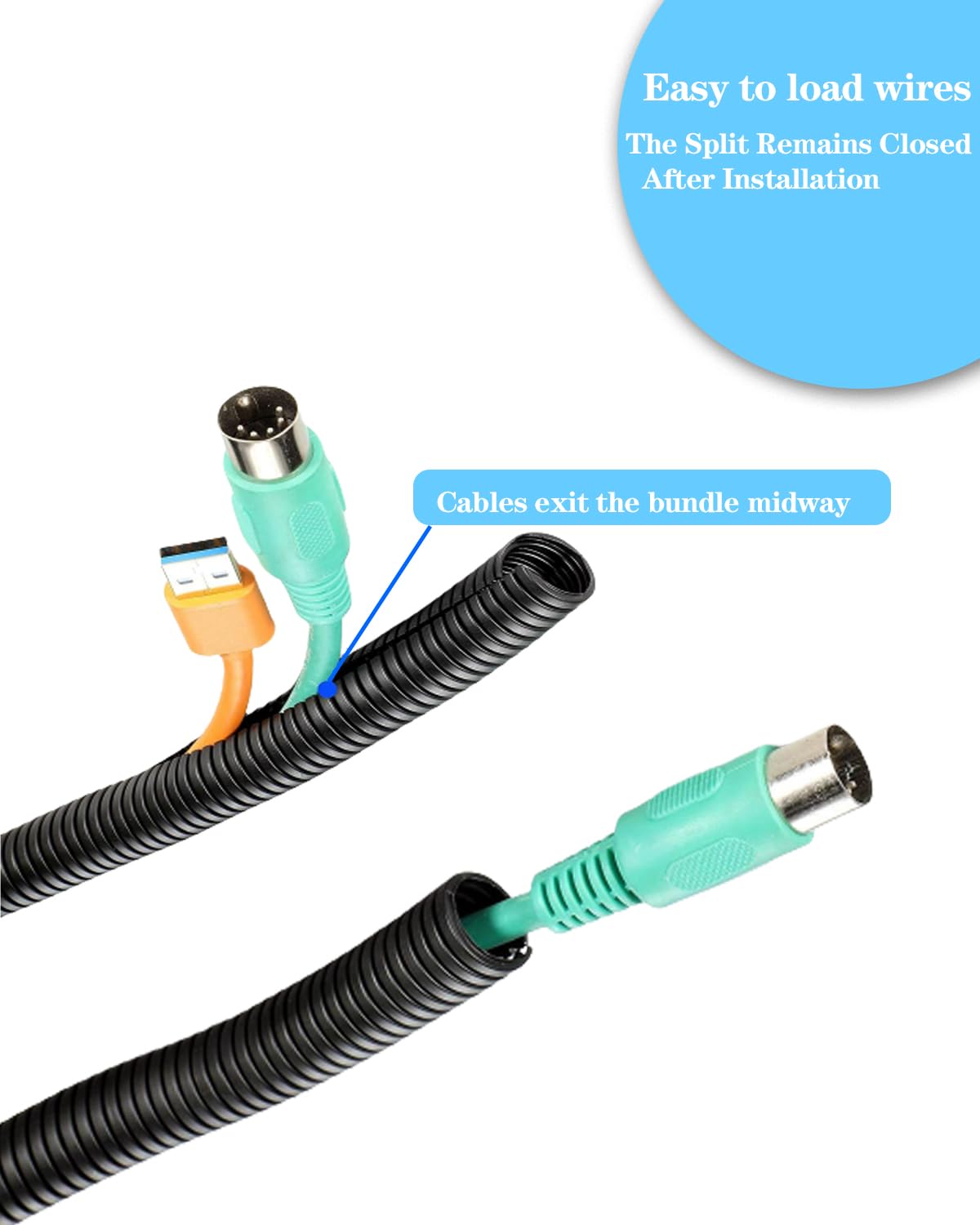 Aoibox 1 4 in x 16 5 ft Black Non Metallic Plastic Flexible Wire Loom ...