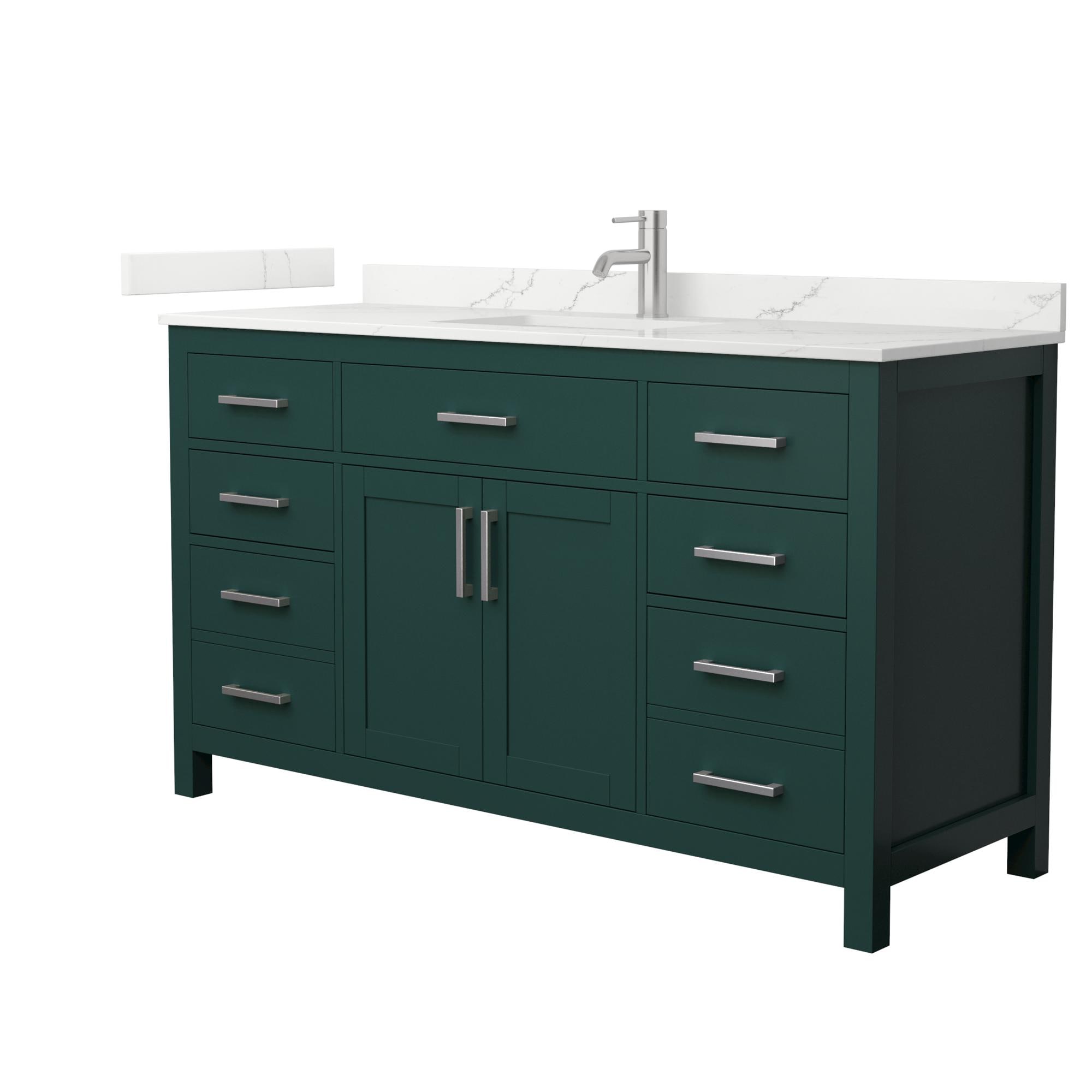 Wyndham Collection Beckett 60-in Green with Brushed Nickel Trim Undermount Single Sink Bathroom Vanity with Giotto Quartz Quartz Top