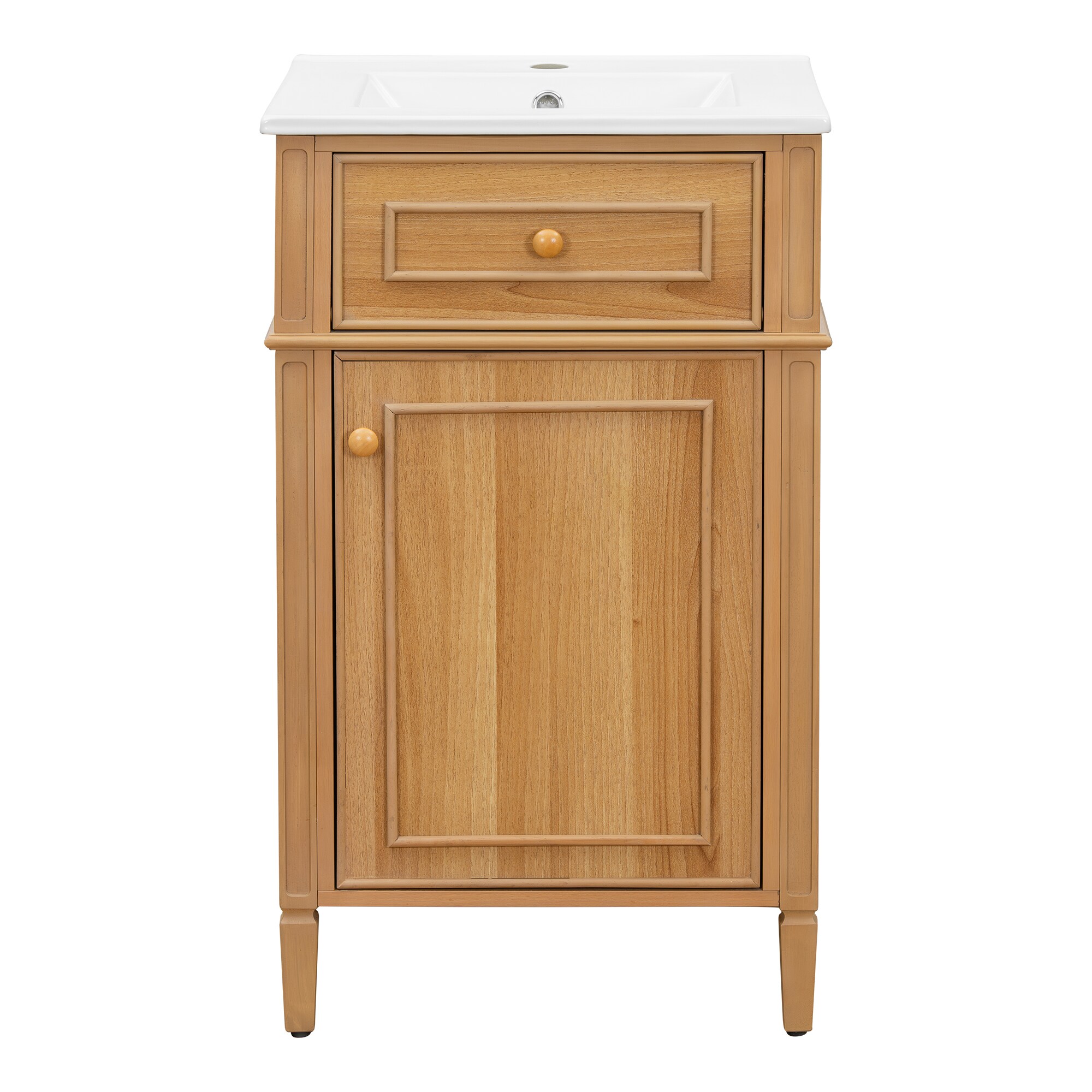 BEARSOLIM - 20-in Wood Bathroom Vanity with Ceramic Sink Tilt-Out Drawer Adjustable Shelf Wood Kn...