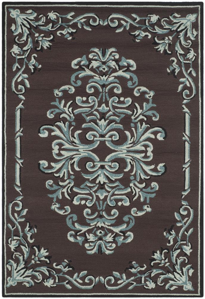 Safavieh EZC735D-4 Easy Care Thames 4 x 6 (ft) Loomed Polypropylene Chocolate/Multi Rectangular Indoor Floral/Botanical Farmhouse/Cottage Area rug