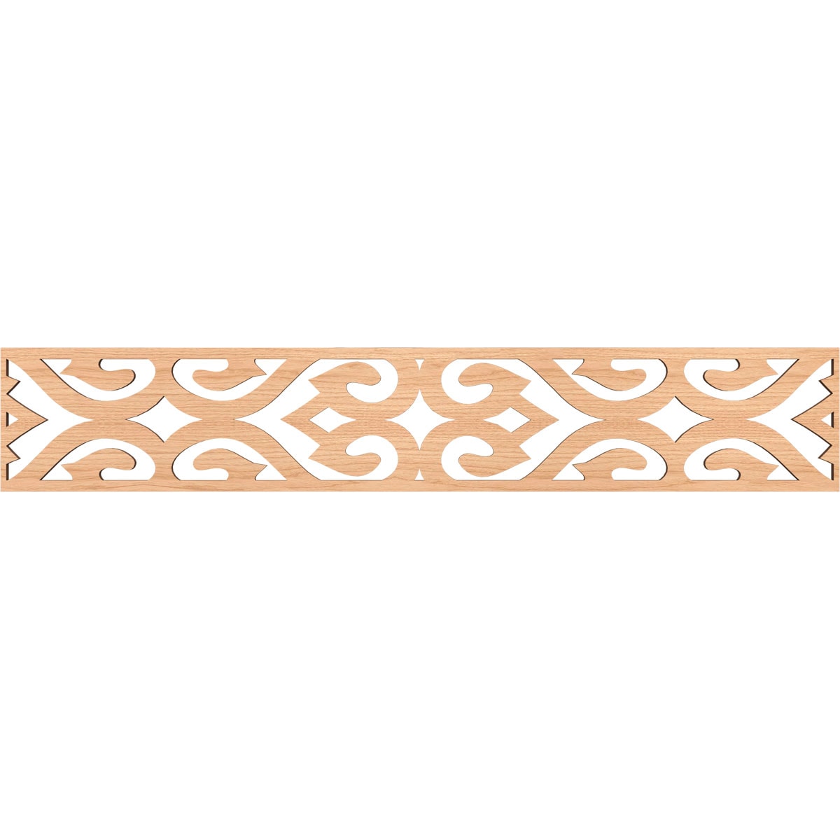 Ekena Millwork MLDB08X46KEEHI Keene Fretwork Flat Trim 8-in x 3.89-ft Hickory Brown Unfinished 2156599 Pierced Wall Panel Moulding