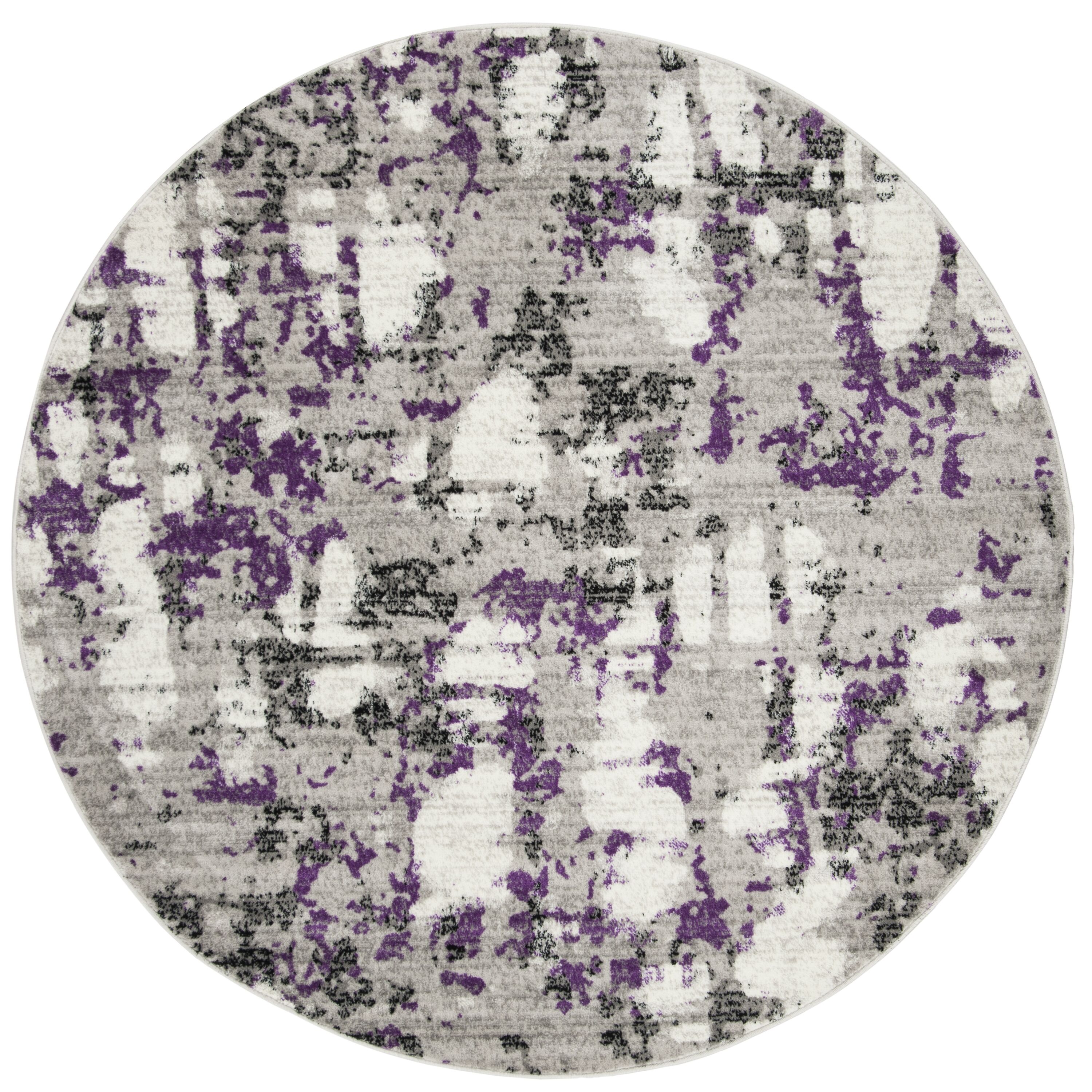 Safavieh SKY193R-6R Skyler Zinca 6 x 6 (ft) Loomed Polypropylene Gray/Purple Round Indoor Abstract Area rug