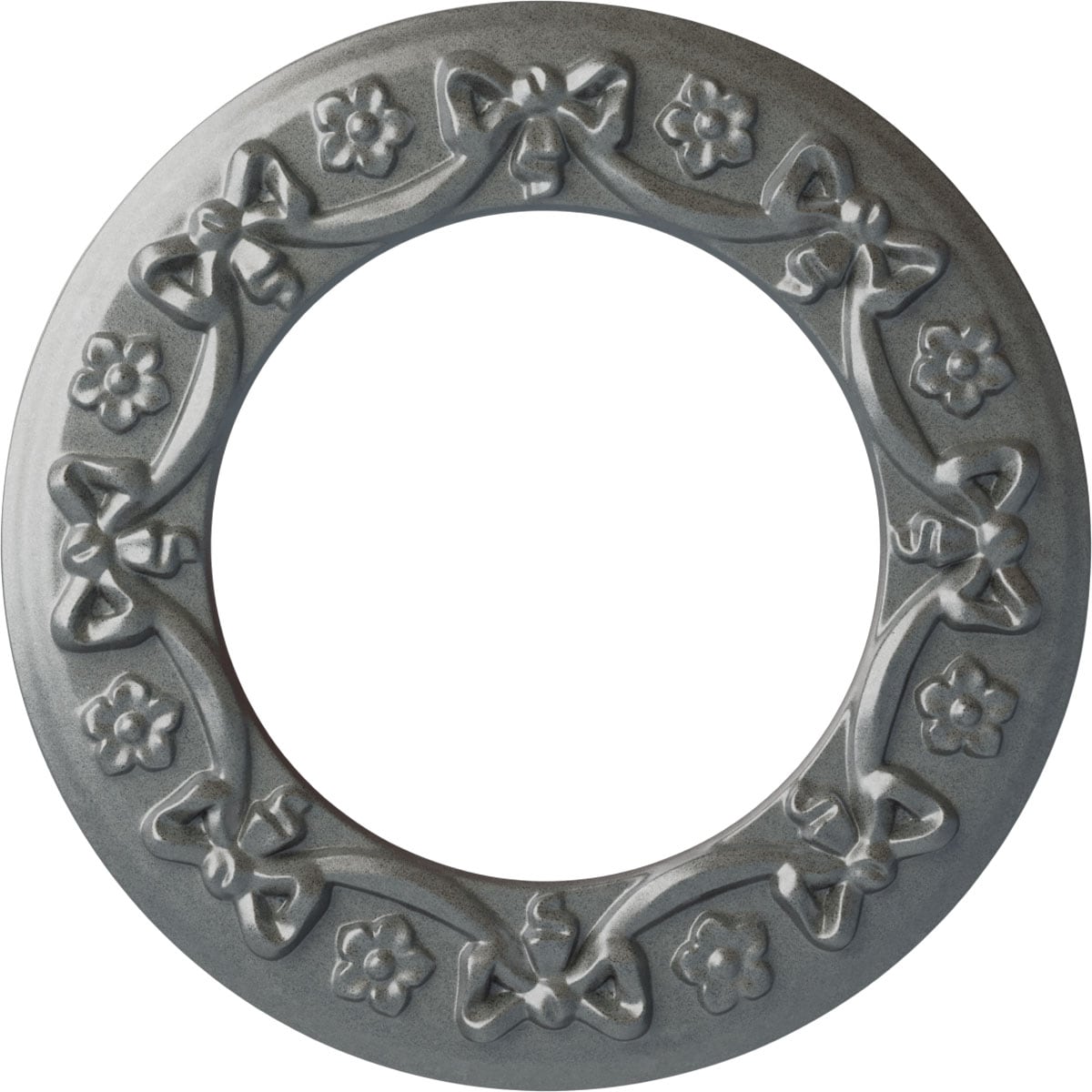 Ekena Millwork CM12RIPLS Ribbon with Bow 12.25-in W x 12.25-in L Painted Platinum Polyurethane Whole Ceiling Medallion