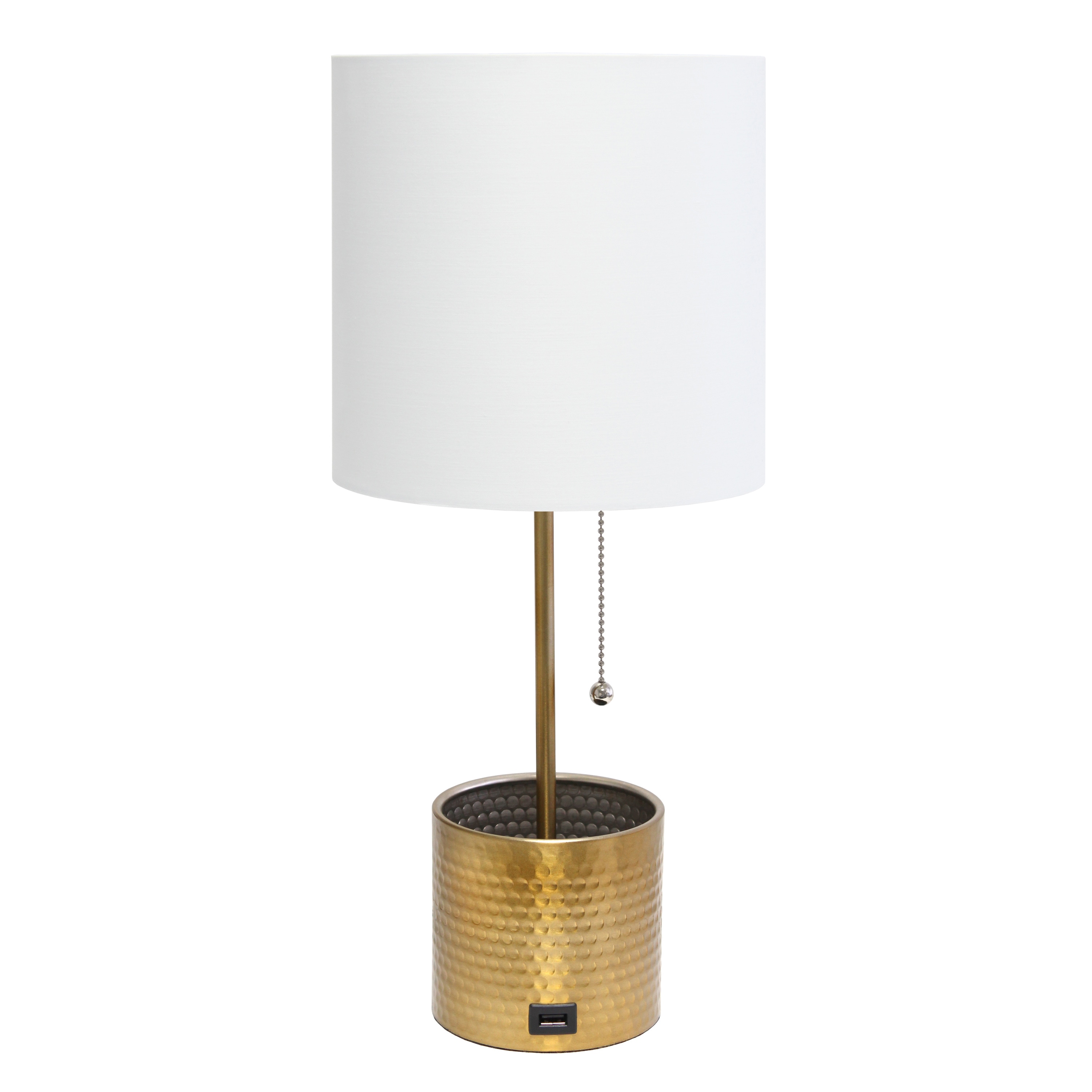 Creekwood Home CWT-1007-GL 8-in Gold LED Pull-chain Table Lamp with Fabric Shade