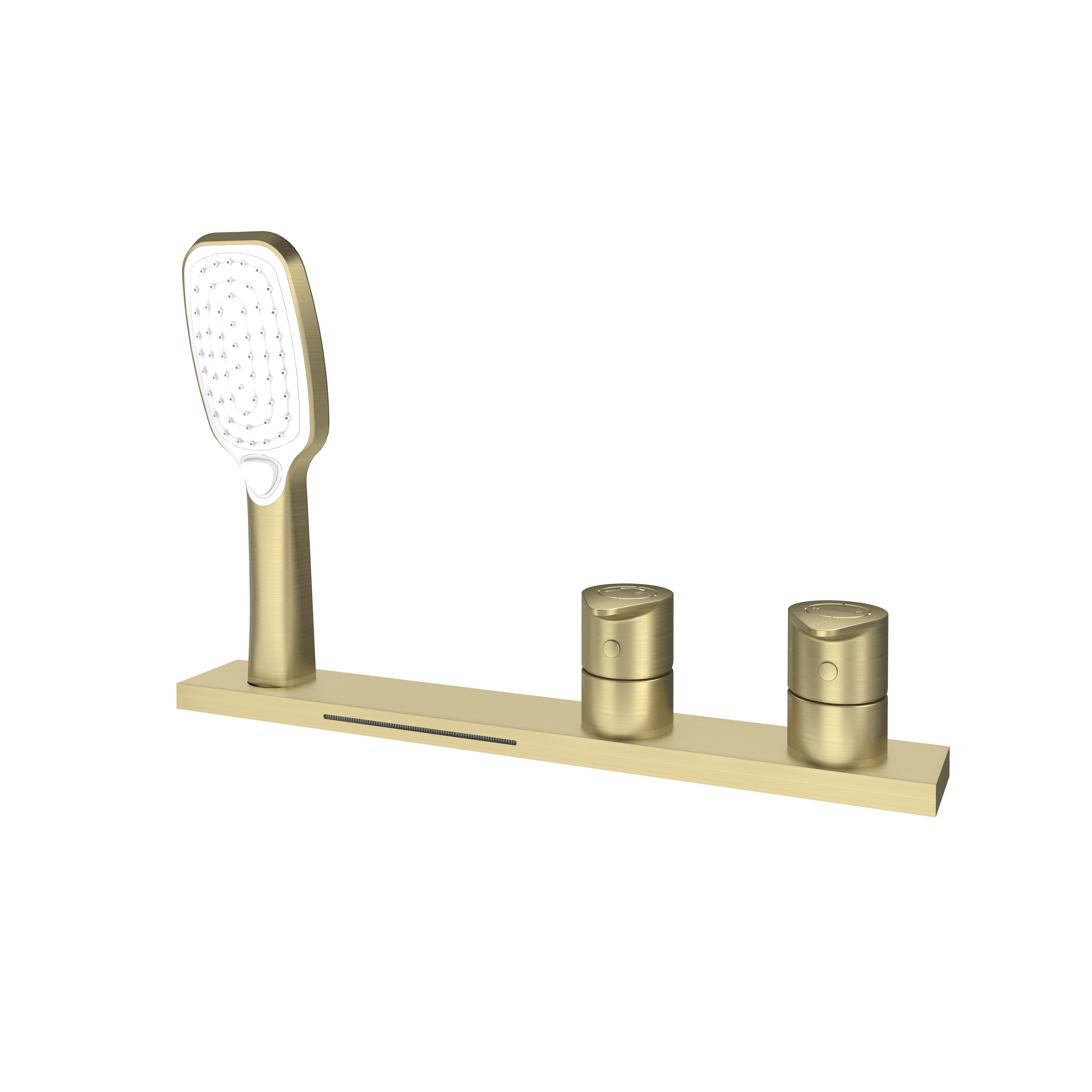 CASAINC CA-I4343-BG Bathtub Filler Faucet with Sprayer Brushed Gold 2-handle Deck-mount Roman Waterfall Bathtub Faucet with Hand Shower ( Valve Included )