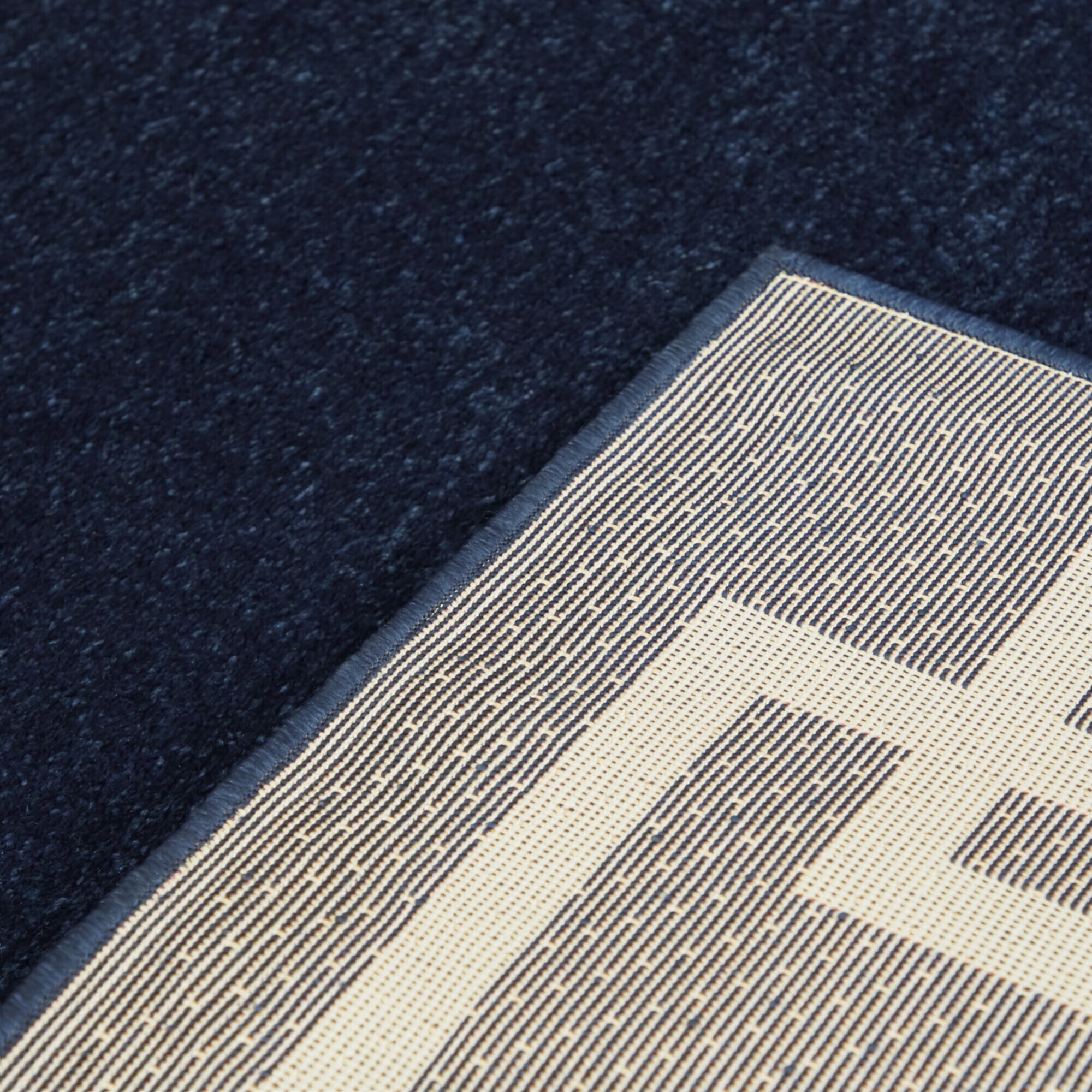 Navy and White Geometric Rectangular Easy Care Area Rug
