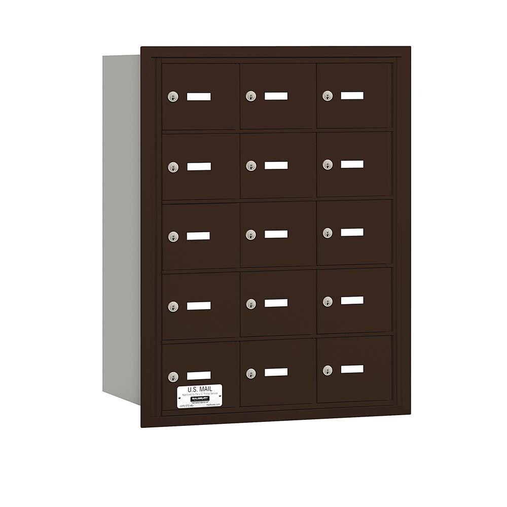 SALSBURY INDUSTRIES 3615ZRP Recessed Mount Bronze Metal Extra Large Lockable Cluster Mailbox