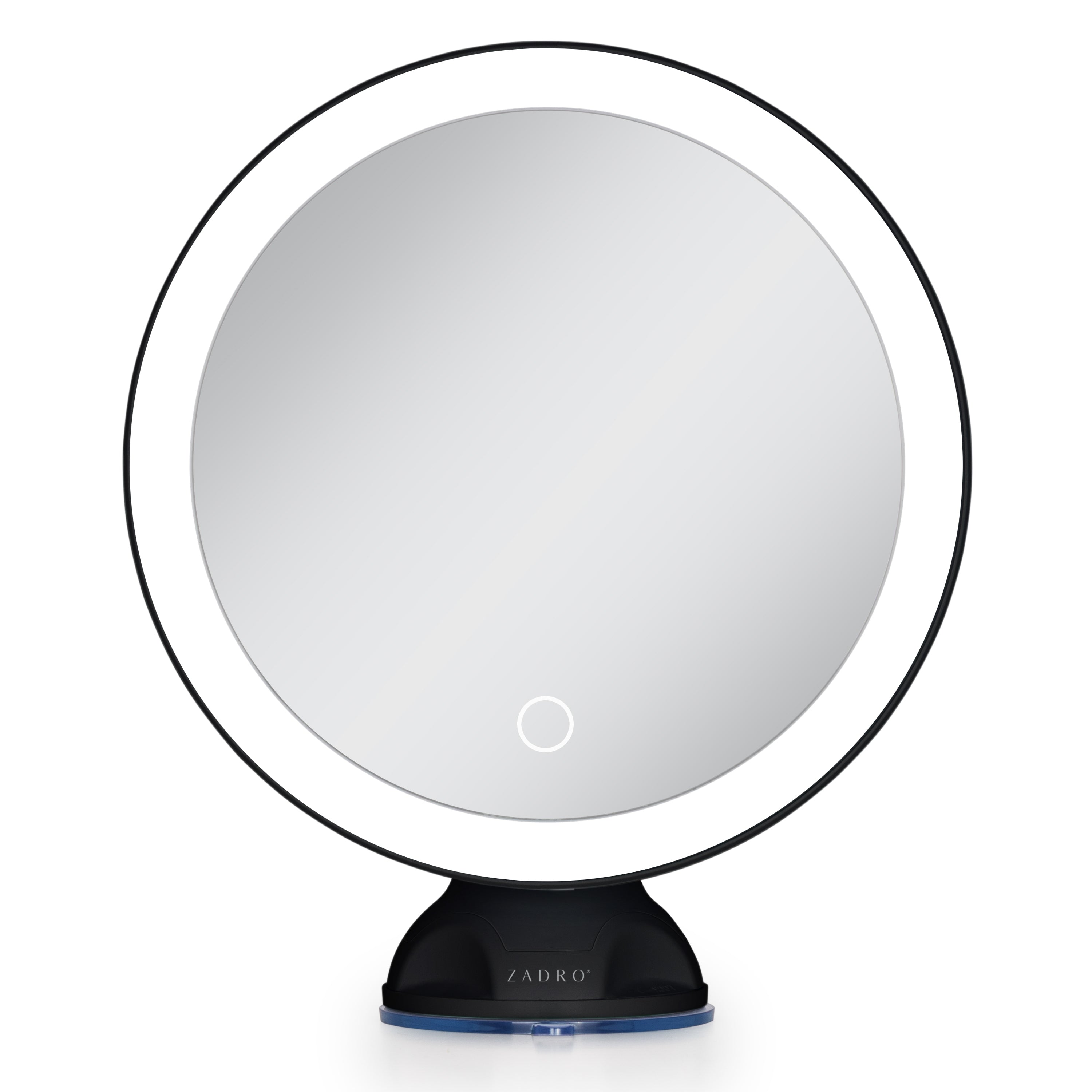 Zadro 8.25-Inch x  6.9-Inch Round LED Lighted Wall Mounted Suction Cup Makeup Mirror with 10X Magnification and Touch Controls