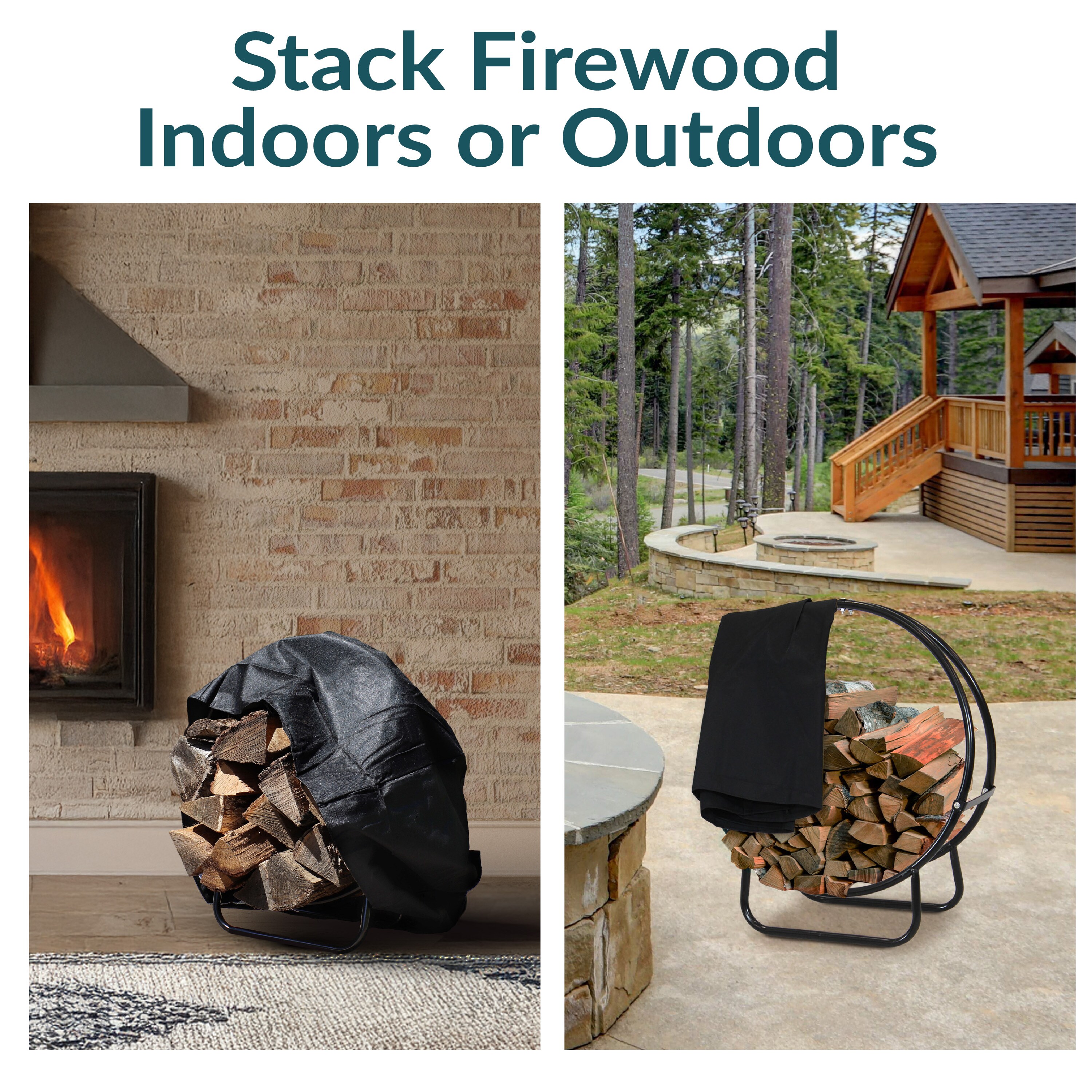 Sunnydaze Decor QX-24LH-COVER-COMBO Firewood-Storage - View #13