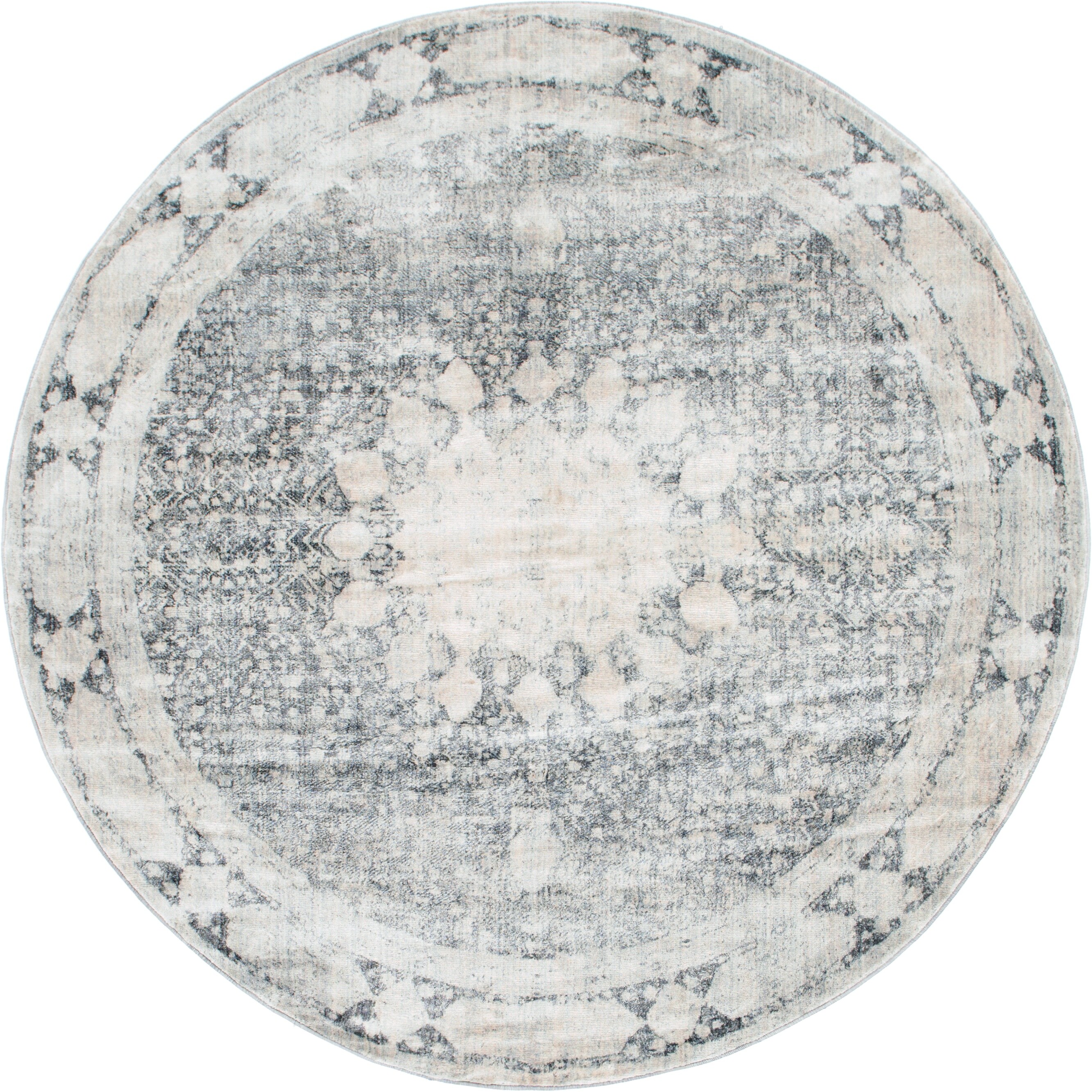 Unique Loom 3141707 Rockwell Asheville 8 x 8 (ft) Loomed Polypropylene Gray/Beige Round Indoor Medallion Vintage Area rug