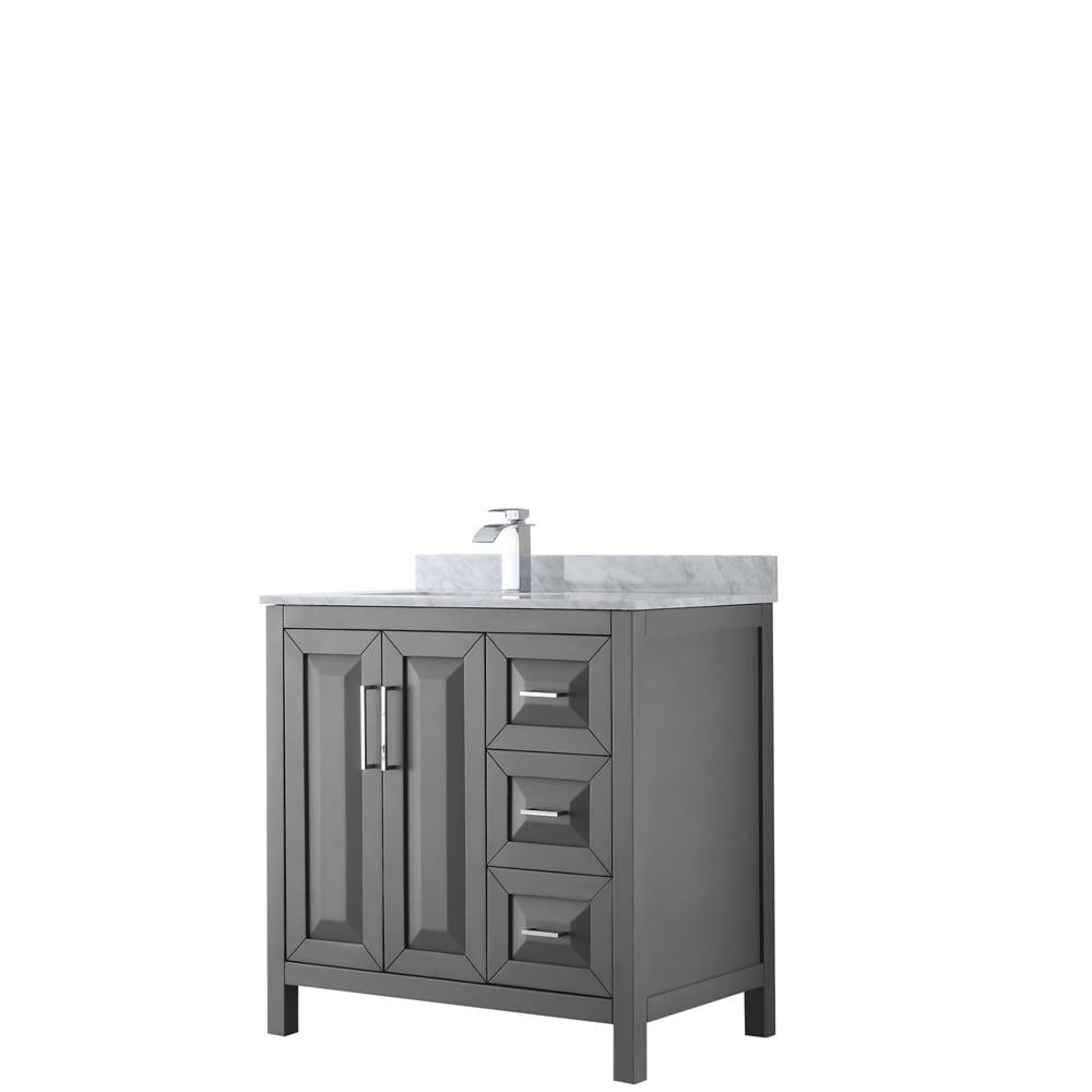 Wyndham Collection WCV252536SKGCMUNSMXX Daria 36-in Dark Gray Undermount Single sink Bathroom Vanity with White Carrara Marble Natural marble Top