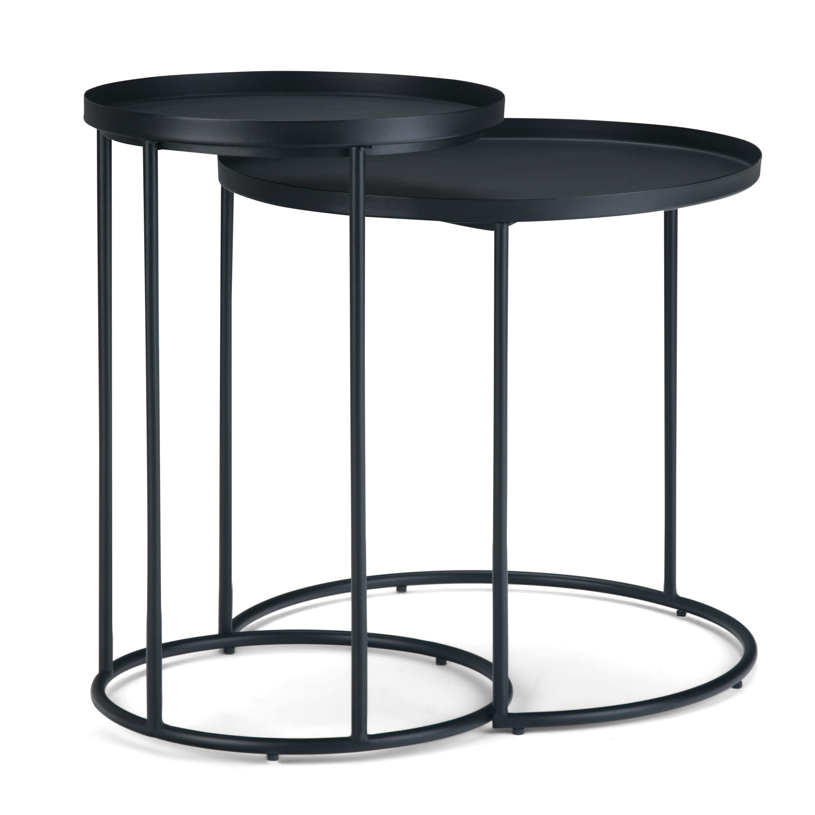 Simpli Home AXCMNT-06 Monet 23.7-in W x 22.7-in H Black Metal Round Industrial End Table Assembly Required