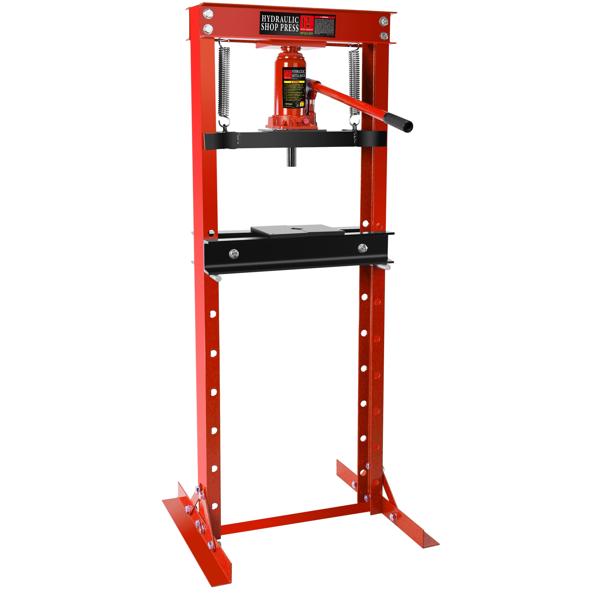 Kahomvis YS-QPW1-305 12 Ton Hydraulic Shop Floor Press, Steel H-Frame Shop Press with Steel Plates Adjustable Working Table, Floor Stand Jack