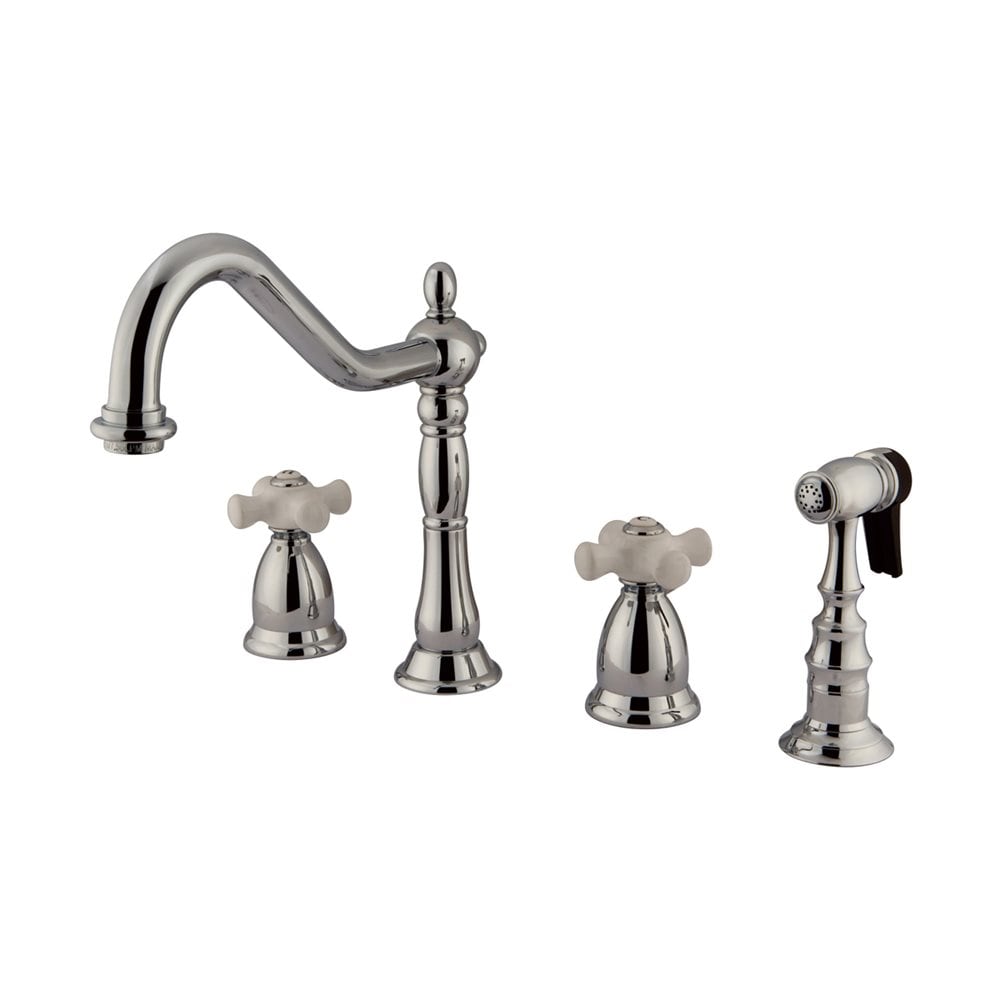 Elements of Design Chrome Double Handle Bridge Kitchen Faucet with