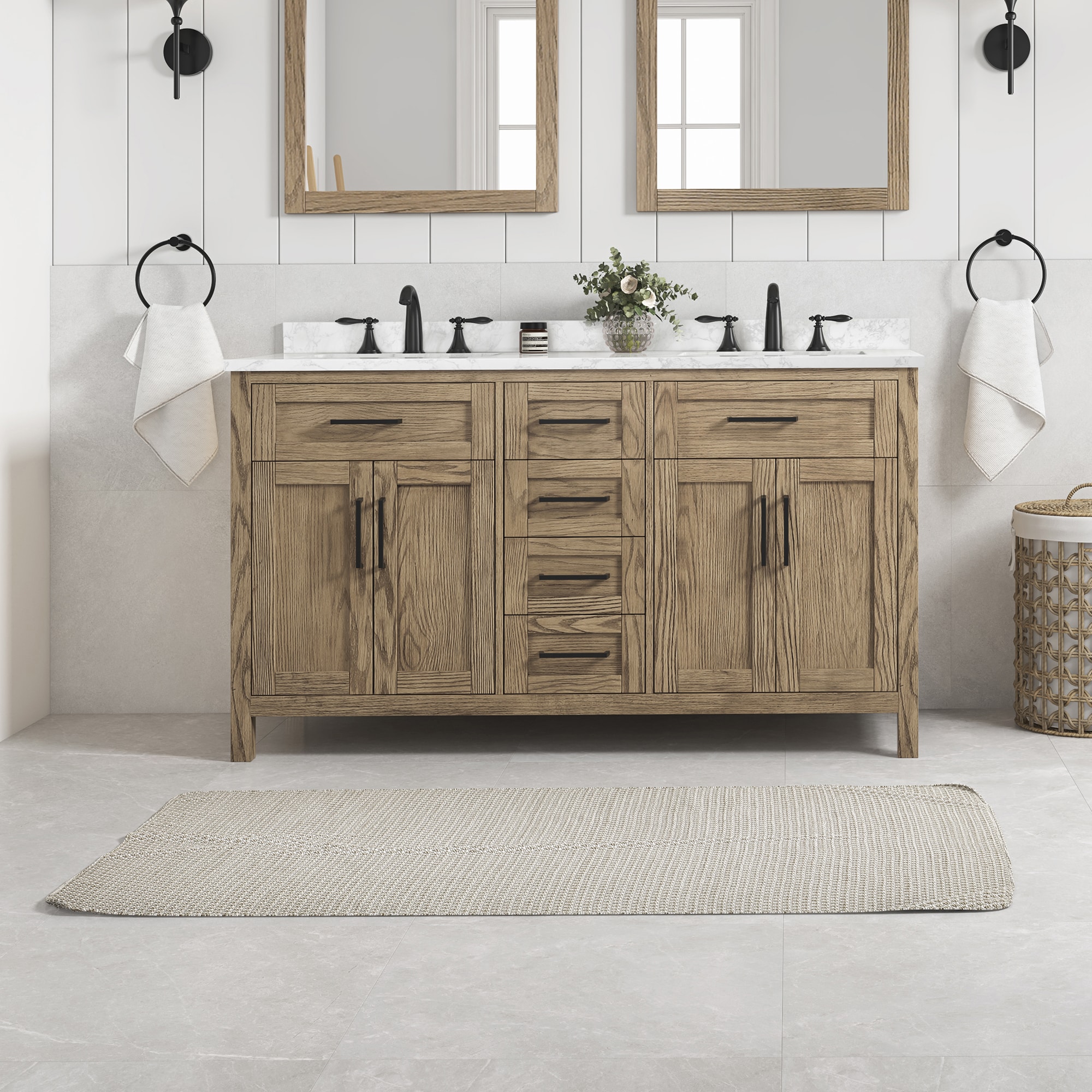 OVE Decors Tahoe 60-in Water Oak Undermount Double Sink Bathroom Vanity ...