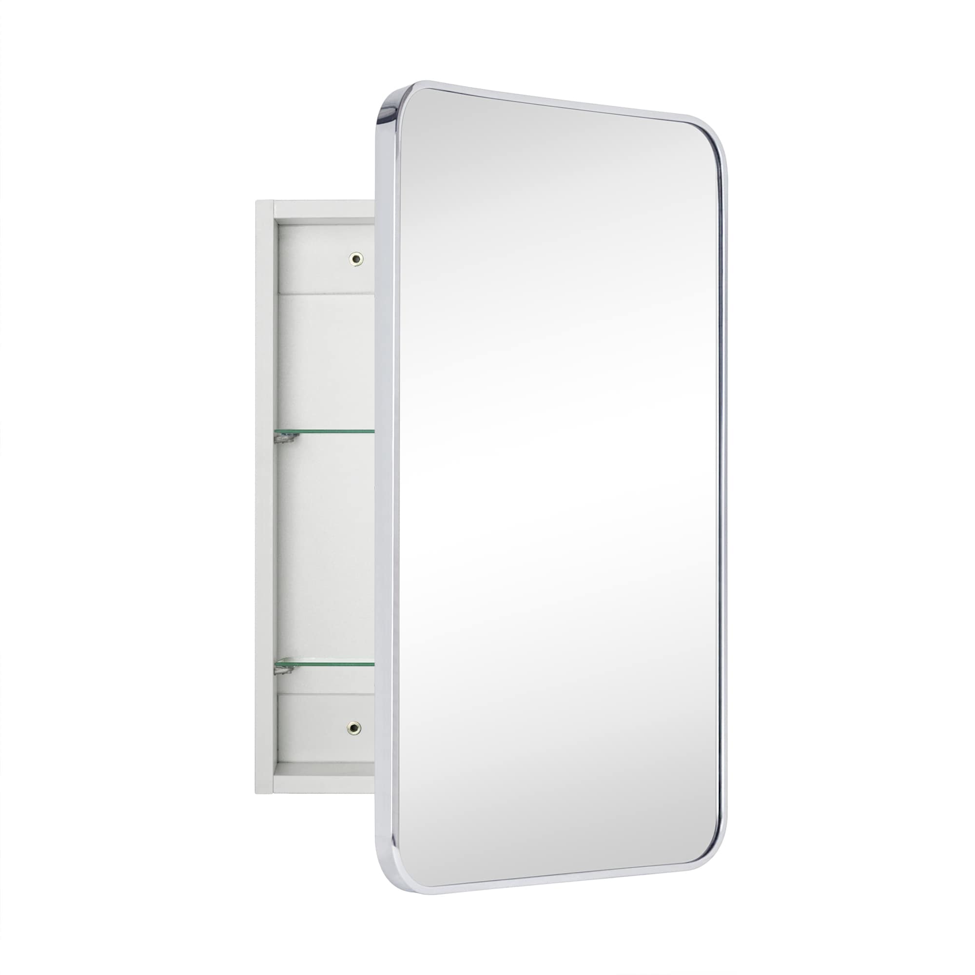 TEHOME GC-XB0004 Garnes 16.5-in x 24-in Surface/Recessed Mount Chrome Mirrored Rectangle Soft Close Medicine Cabinet