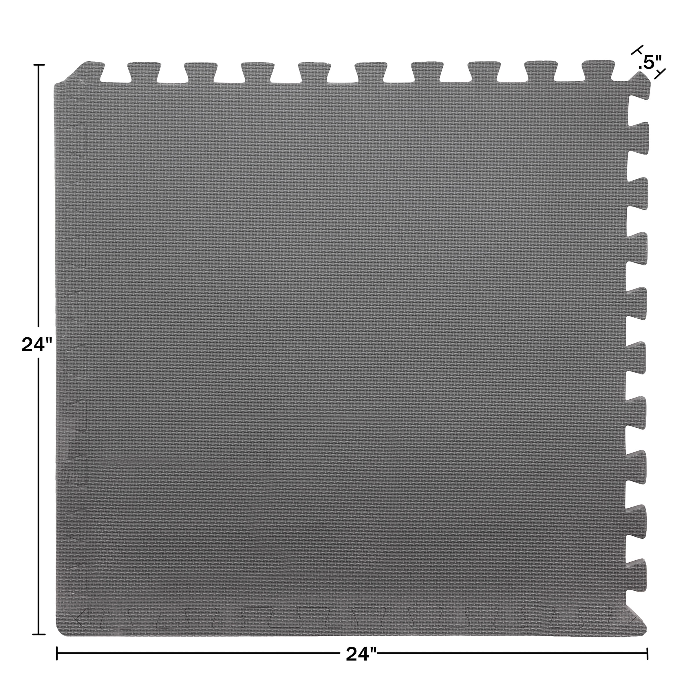 Gray Interlocking EVA Foam Floor Mat Tiles, 24" x 24", 6 Count