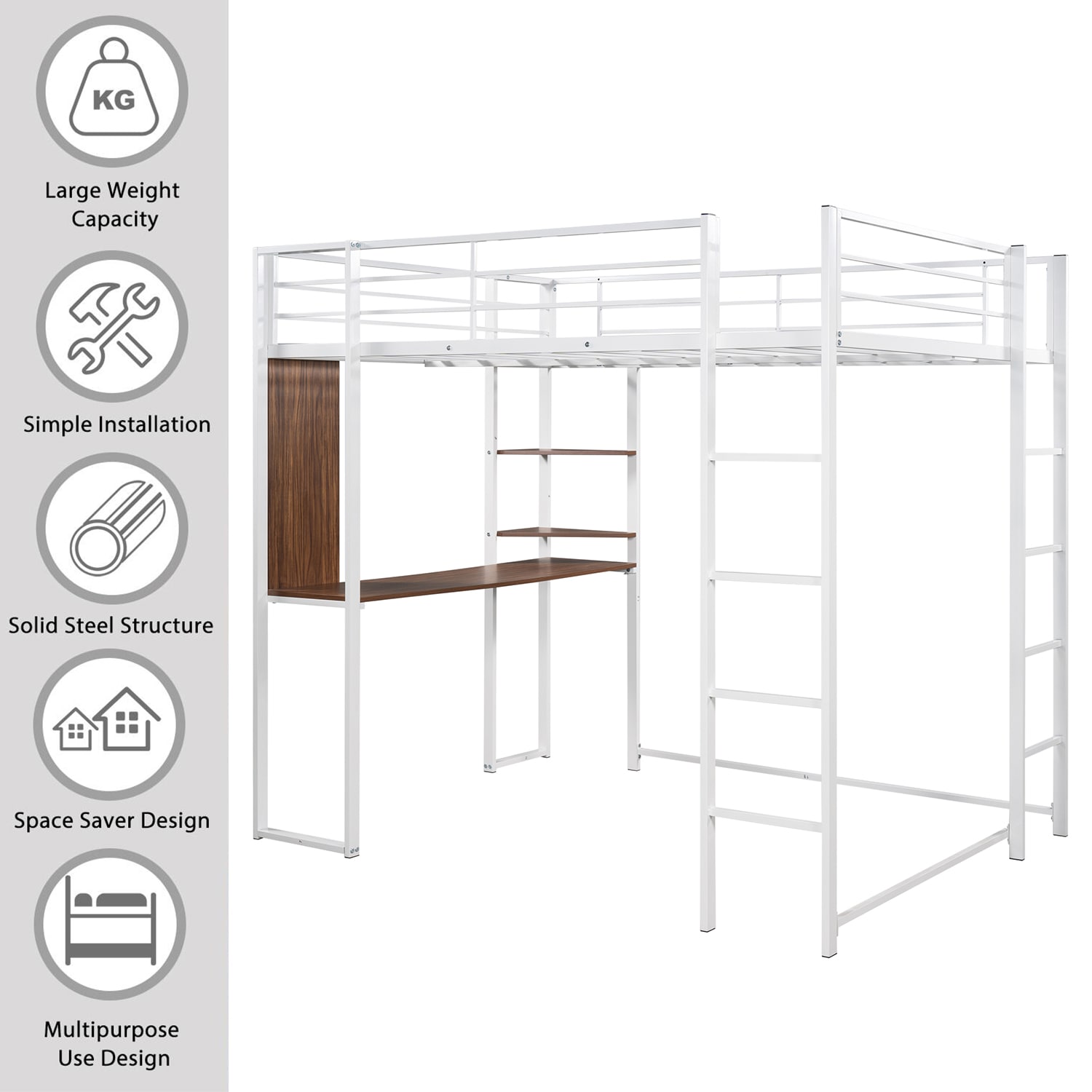 Casainc Loft Bed White Full Loft Bunk Bed In The Bunk Beds Department At