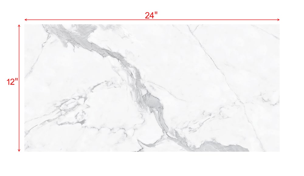 Abolos LWSTPC1224-CA Thin Porcelain Calacatta/Polished 12-in x 24-in Polished Porcelain Subway Large format Floor and Wall Tile ( 24-sq ft Carton
