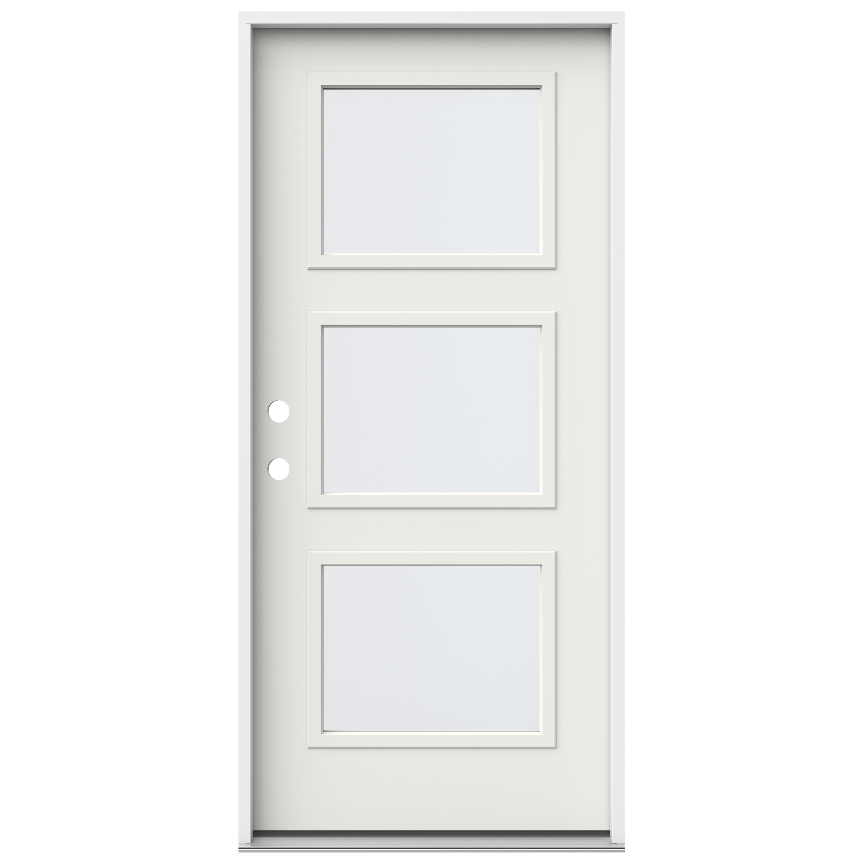 JELD-WEN LOWOLJW250100004 36-in x 80-in x 4-9/16-in Steel Full lite Right-hand inswing White Painted Prehung Front Door Insulating core