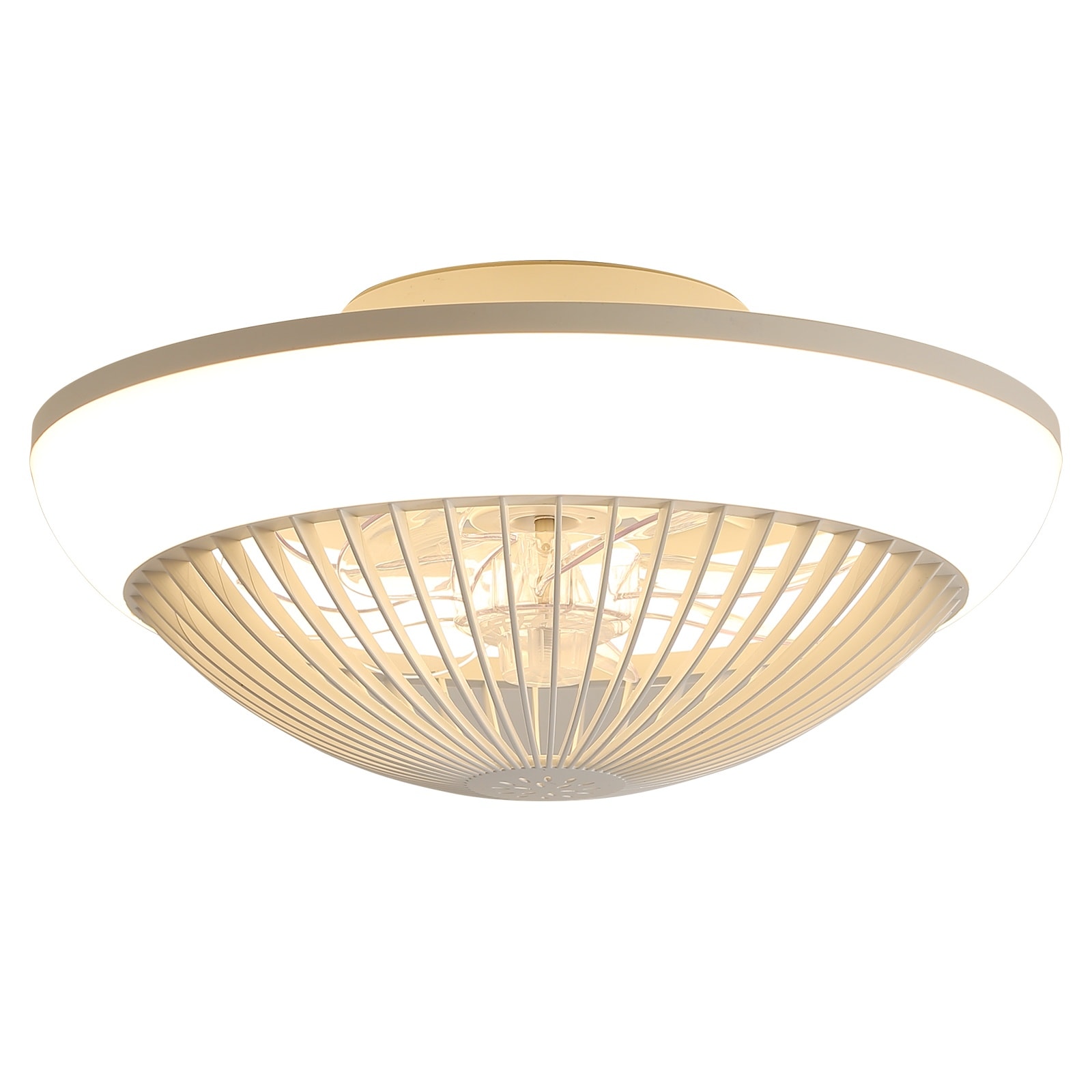 Yardreeze 15-in Clear LED Flush Mount Ceiling Fan With Light
