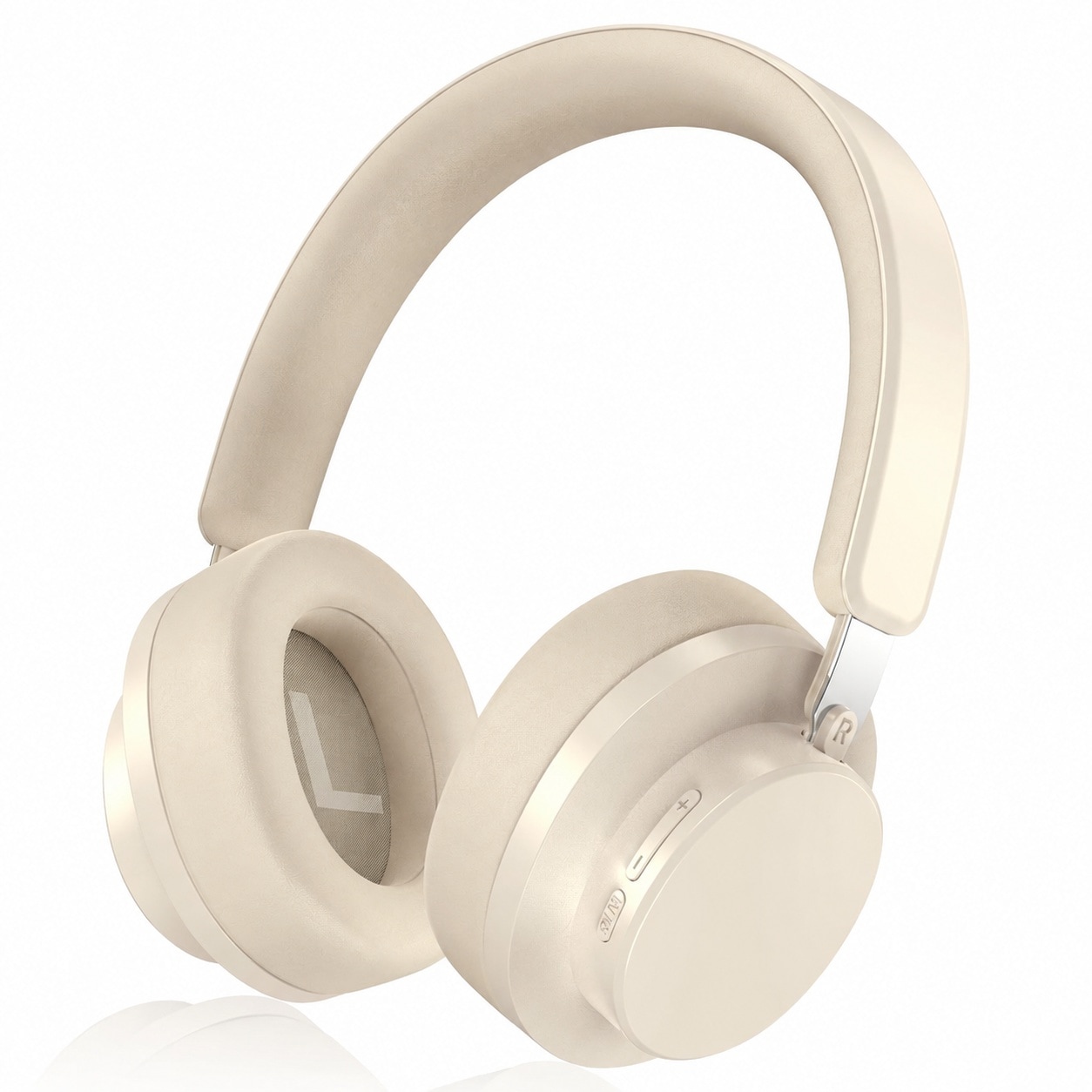 Etokfoks over ear noise cancelling headphones with microphone and 60h playtime in beige with comfort fit for travel study and calls #LETUJCN7W