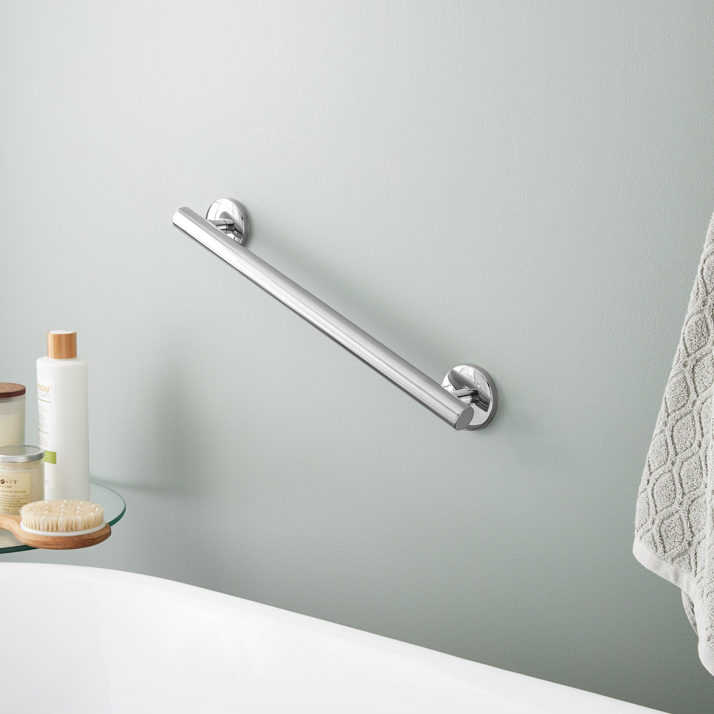 Signature Hardware 450569 Polished Chrome Wall mount ADA Compliant Grab Bar ( 3-lb Weight Capacity )