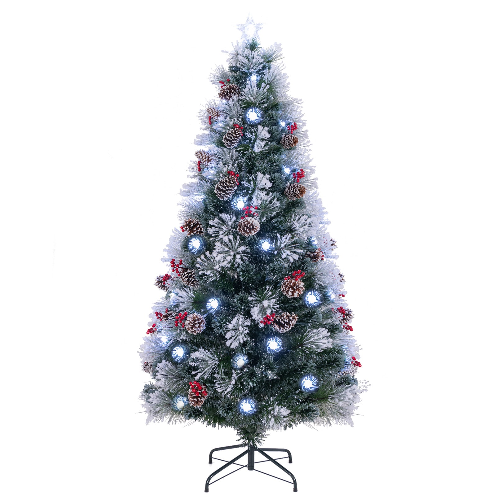 LIVIZA HYS24737US 6-ft Pre-lit Flocked Artificial Christmas Tree with White LED Lights
