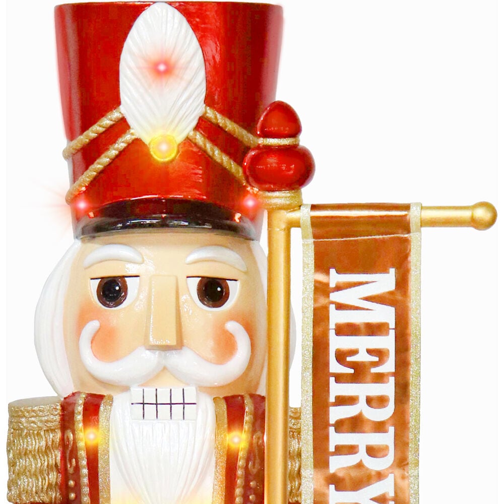 4-Ft Red and Gold Resin Nutcracker with LED Lights