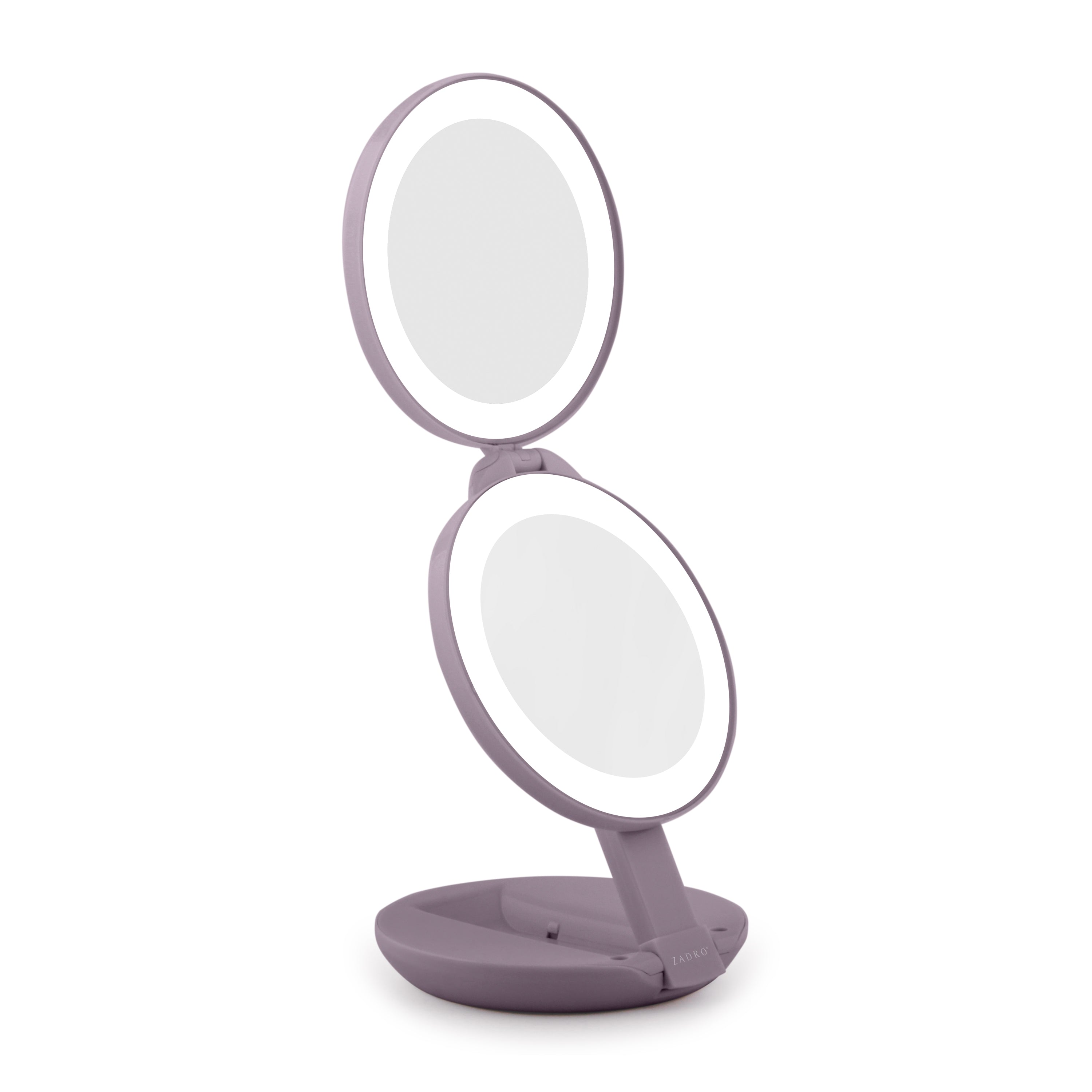 Zadro LEDT01CIN 4.75-Inch x  1.25-Inch Round Folding LED Lighted Travel Mirror with 10X/1X Magnification 4.5-Inch Dia. Mirror Head 3.25-Inch Dia. Reflective Surface Battery 3 Alkaline or Lithium AAA